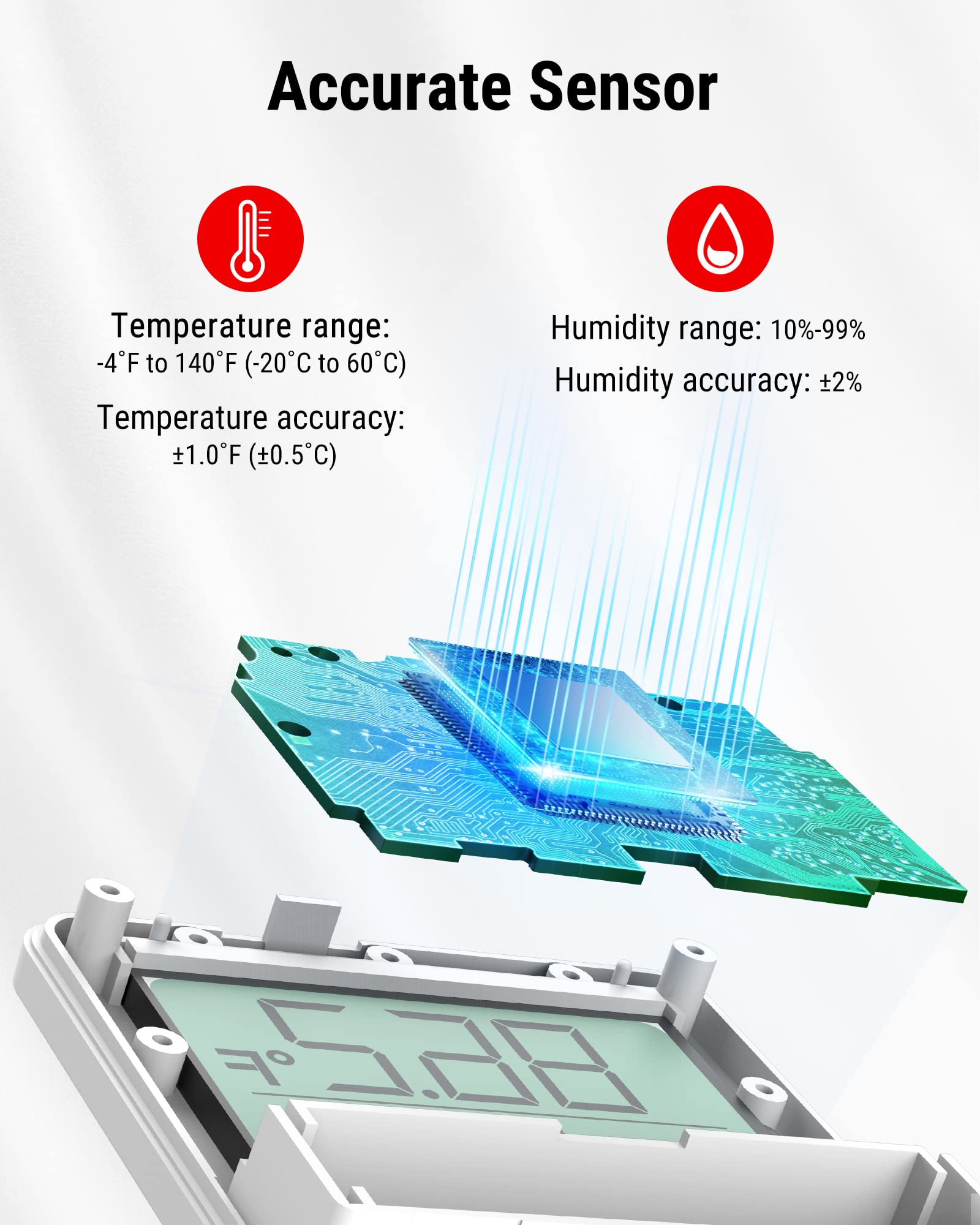 TempAir Bluetooth Digital Hygrometer Indoor Thermometer of 260FT