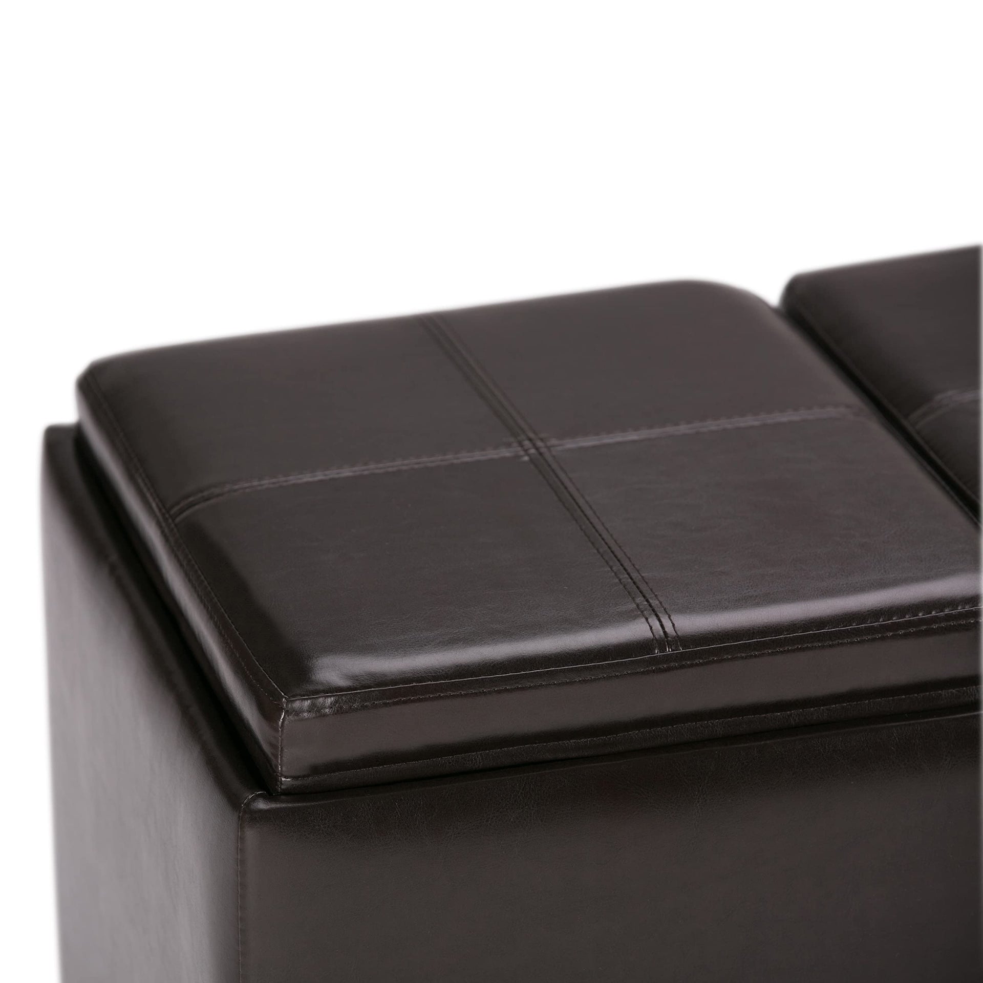 Avalon 48" Wide Vegan Leather Storage Ottoman in Grey