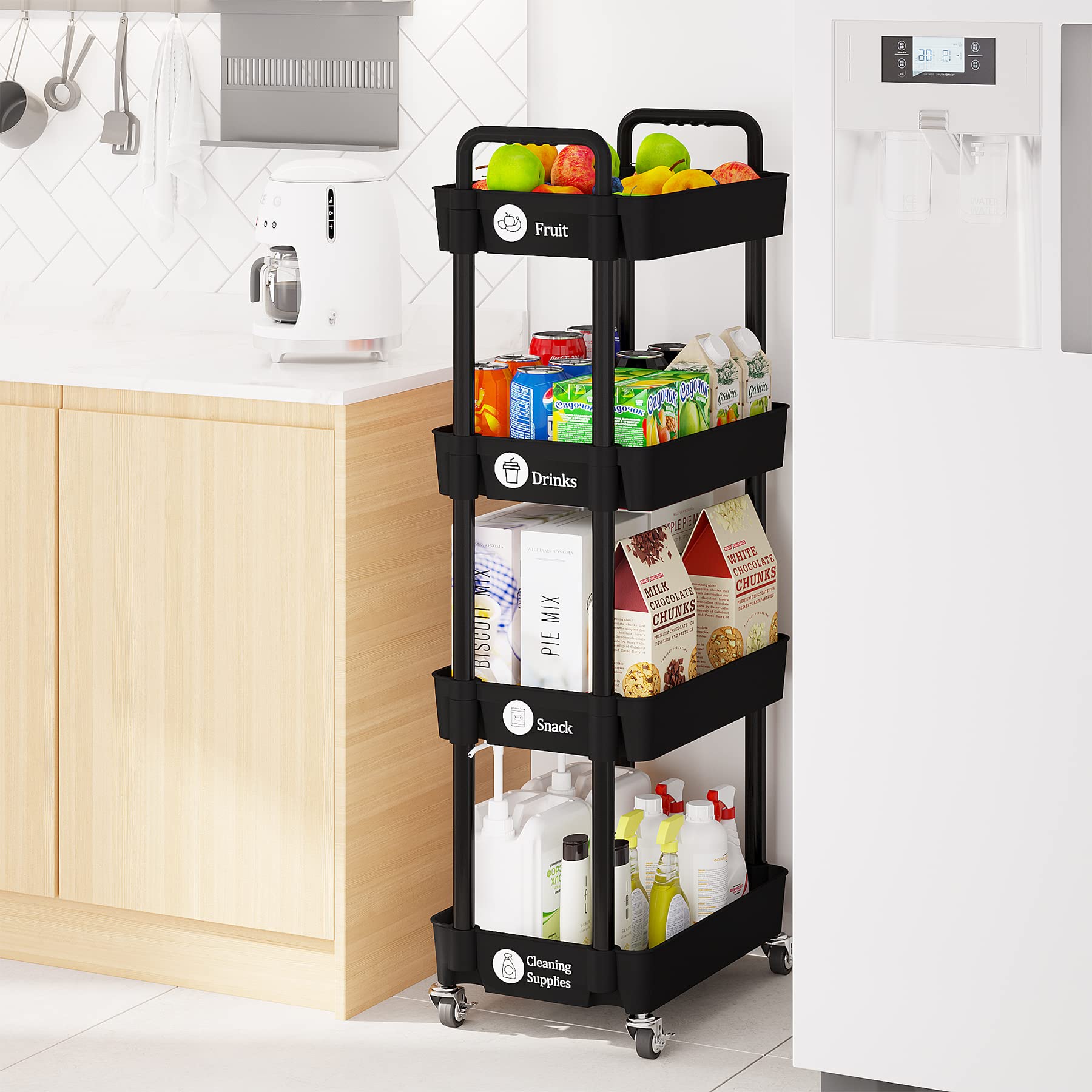 4 Tier Rolling Cart with Wheels
