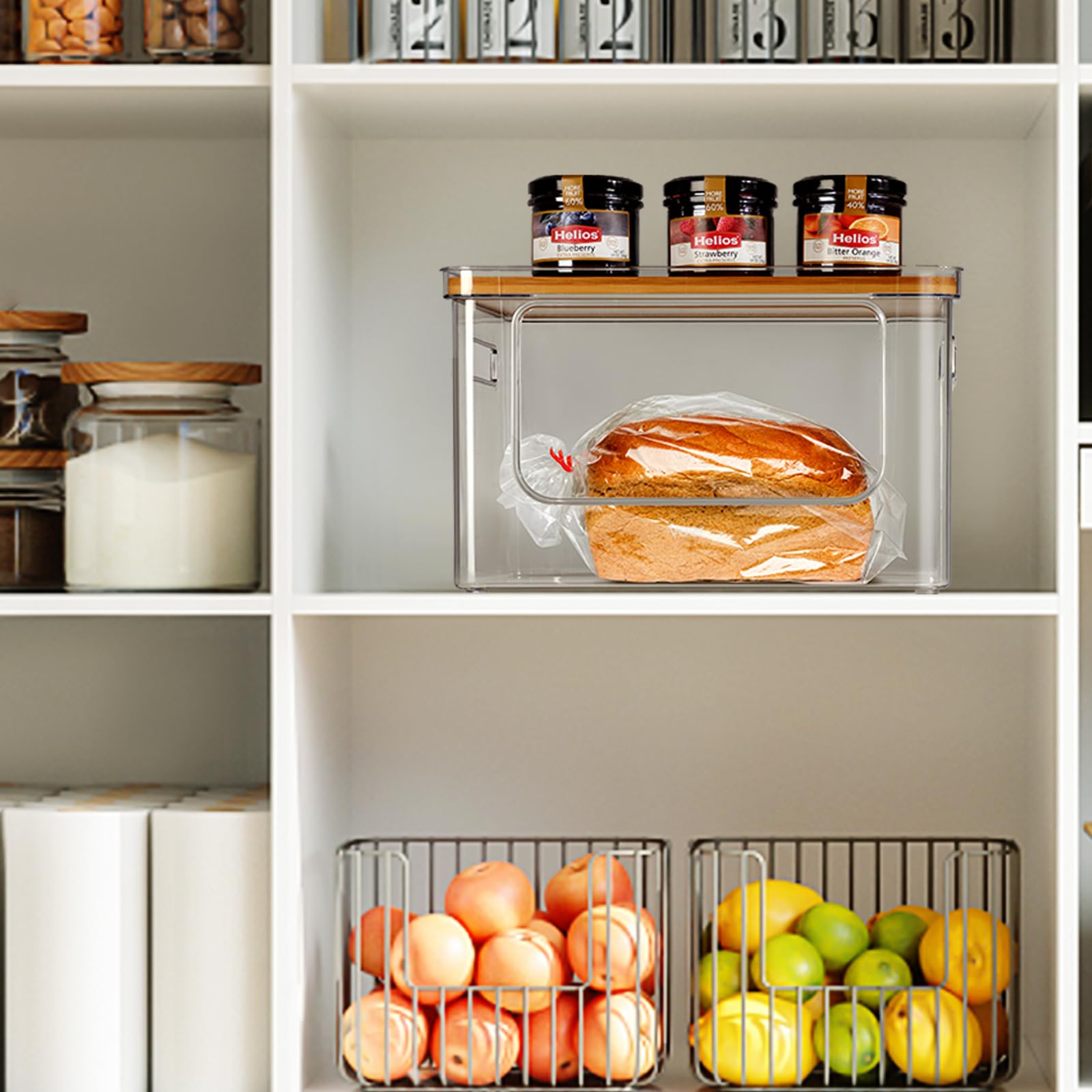 Stackable Storage with Bamboo Top for Laundry Room Organization