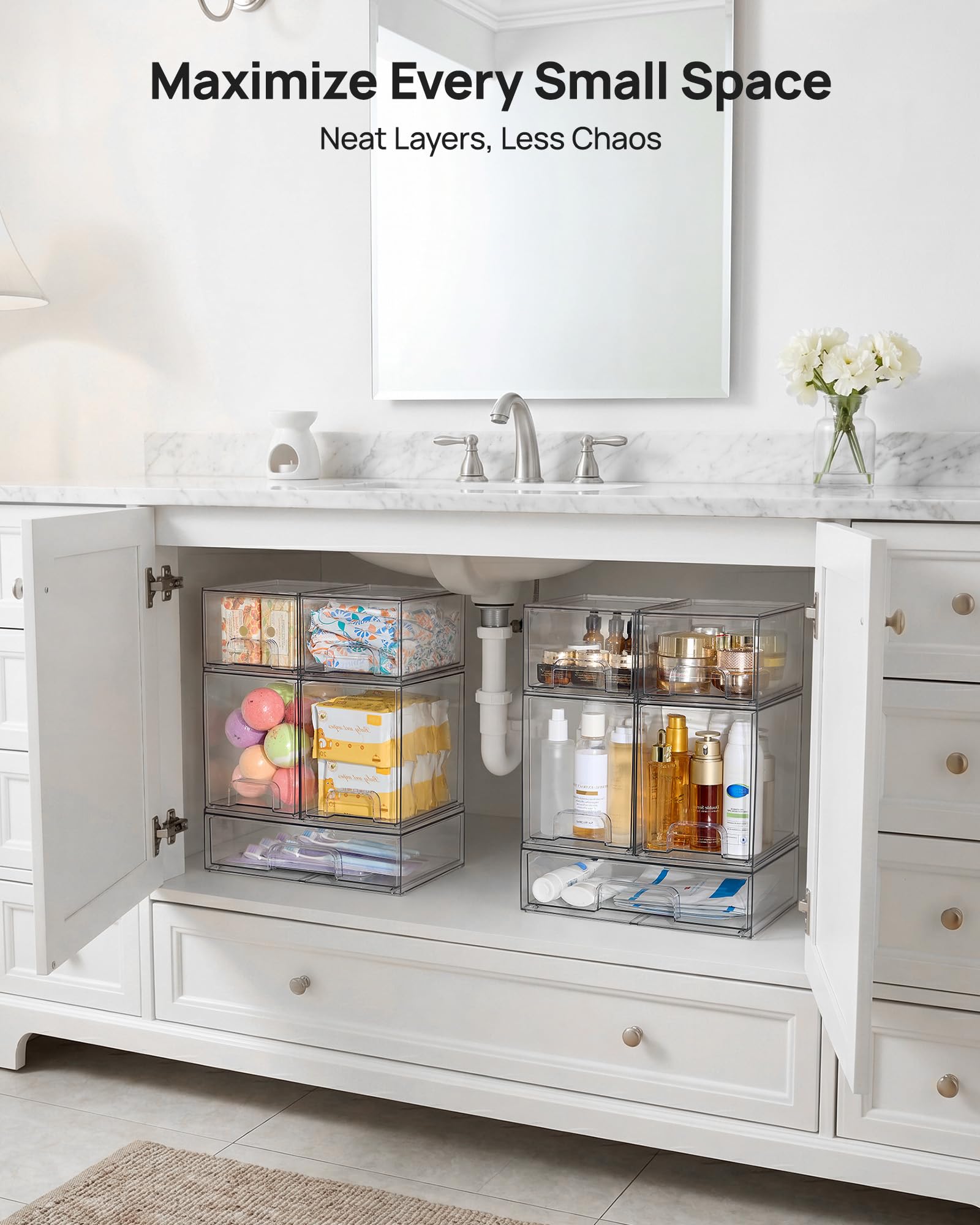 Clear Stackable Storage Drawers Set of 5 (5 Count)