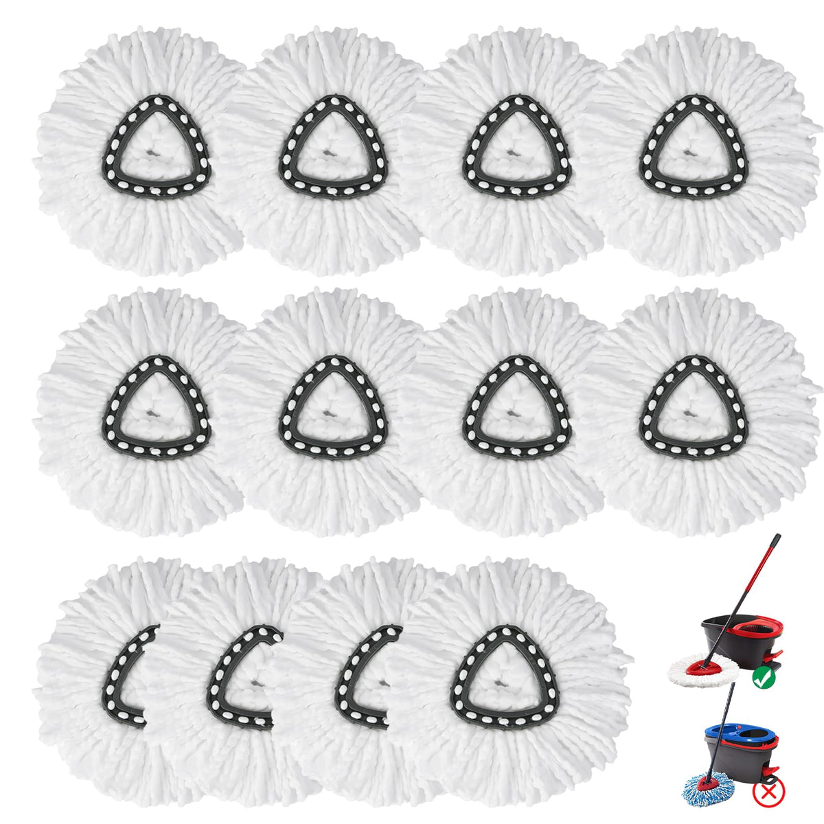 12 Pack Spin Mop Replacement Heads (12 Count) - ModHome Supplies