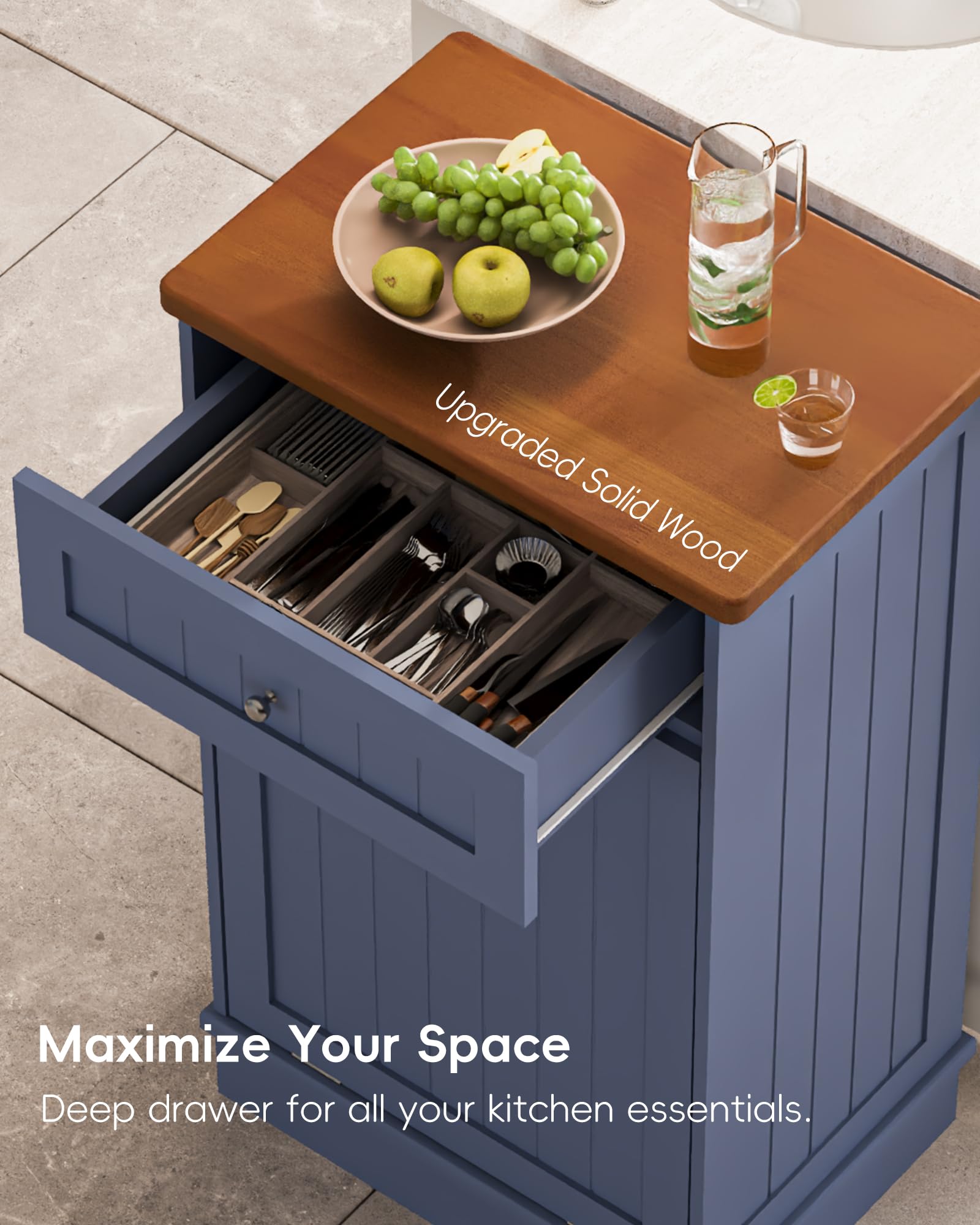 10 Gallon Tilt Out Trash Cabinet with Big Storage Drawer