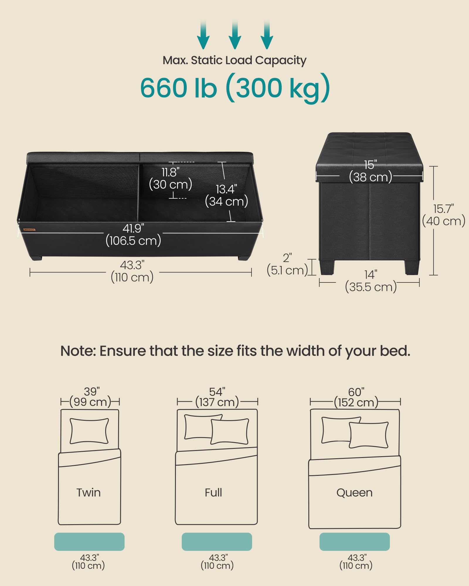 Storage Ottoman Bench with Legs