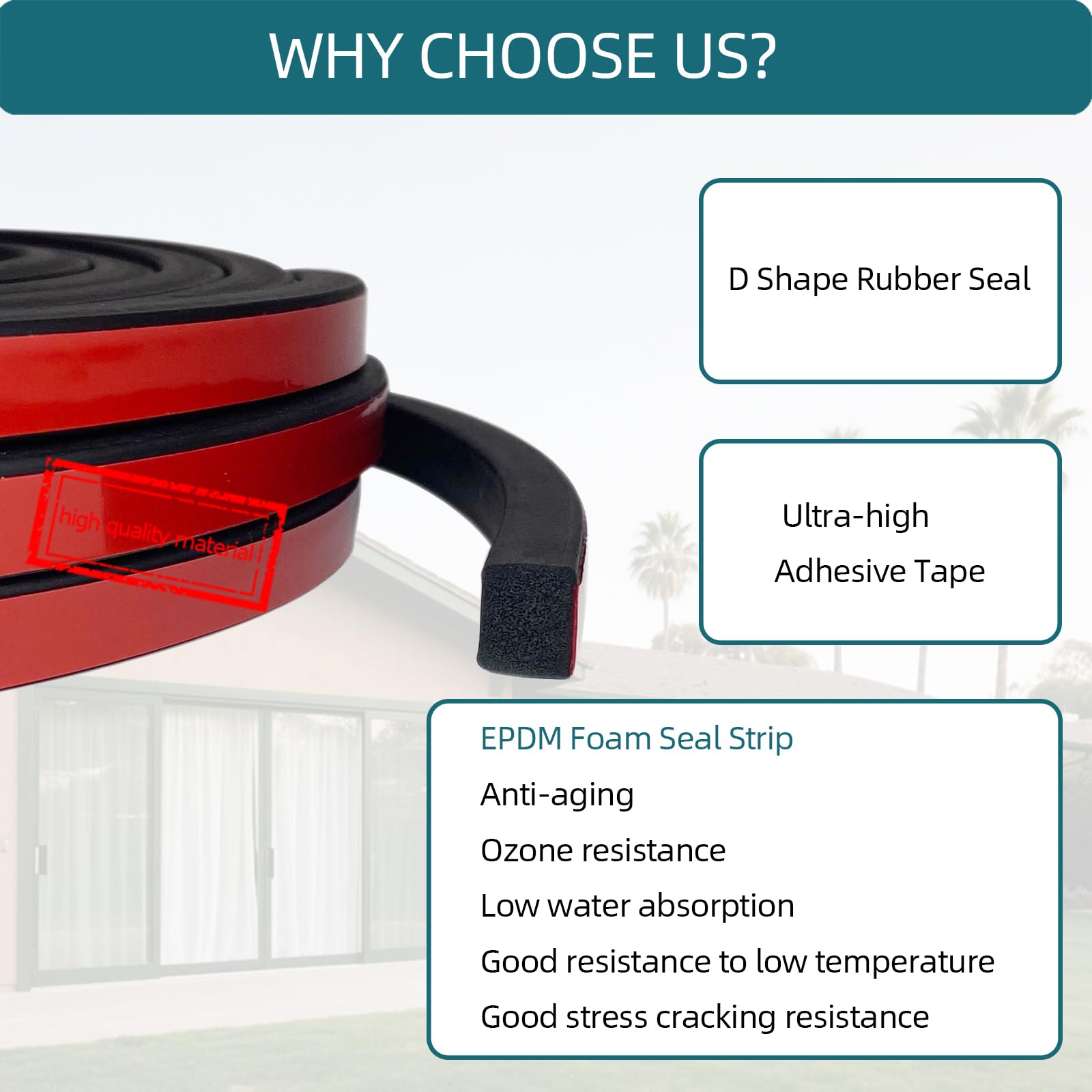 Solid Rectangle Rubber Seal with High Tack Self (26 Foot)