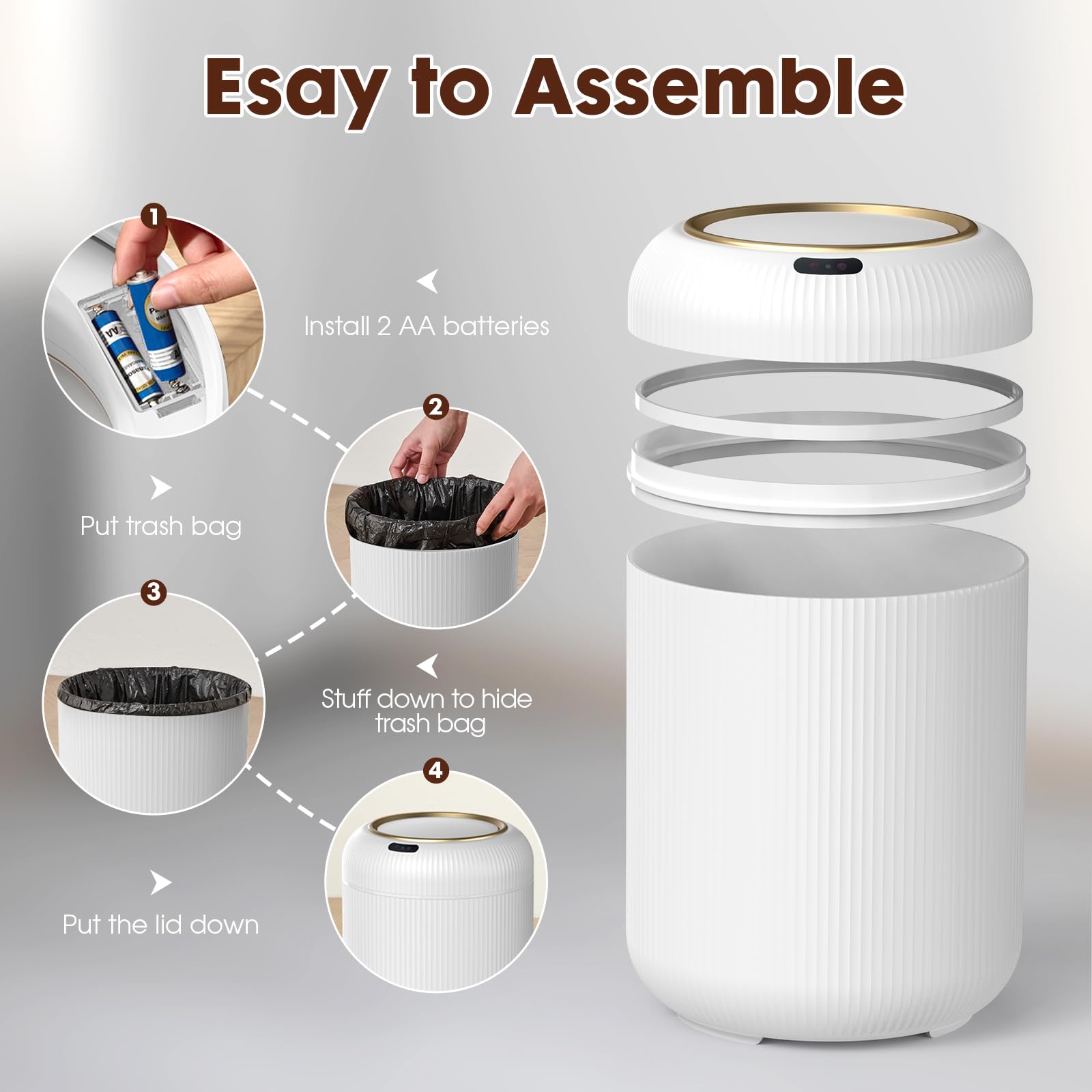 Motion Sensor Trash Can with Lid
