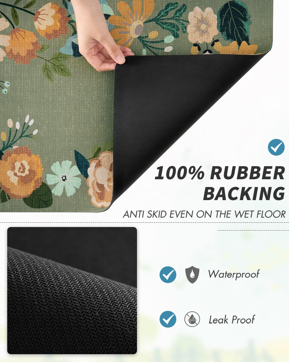Coffee Mat Hide Stain Rubber Backed Absorbent Dish Drying Mat for Kitchen Counter
