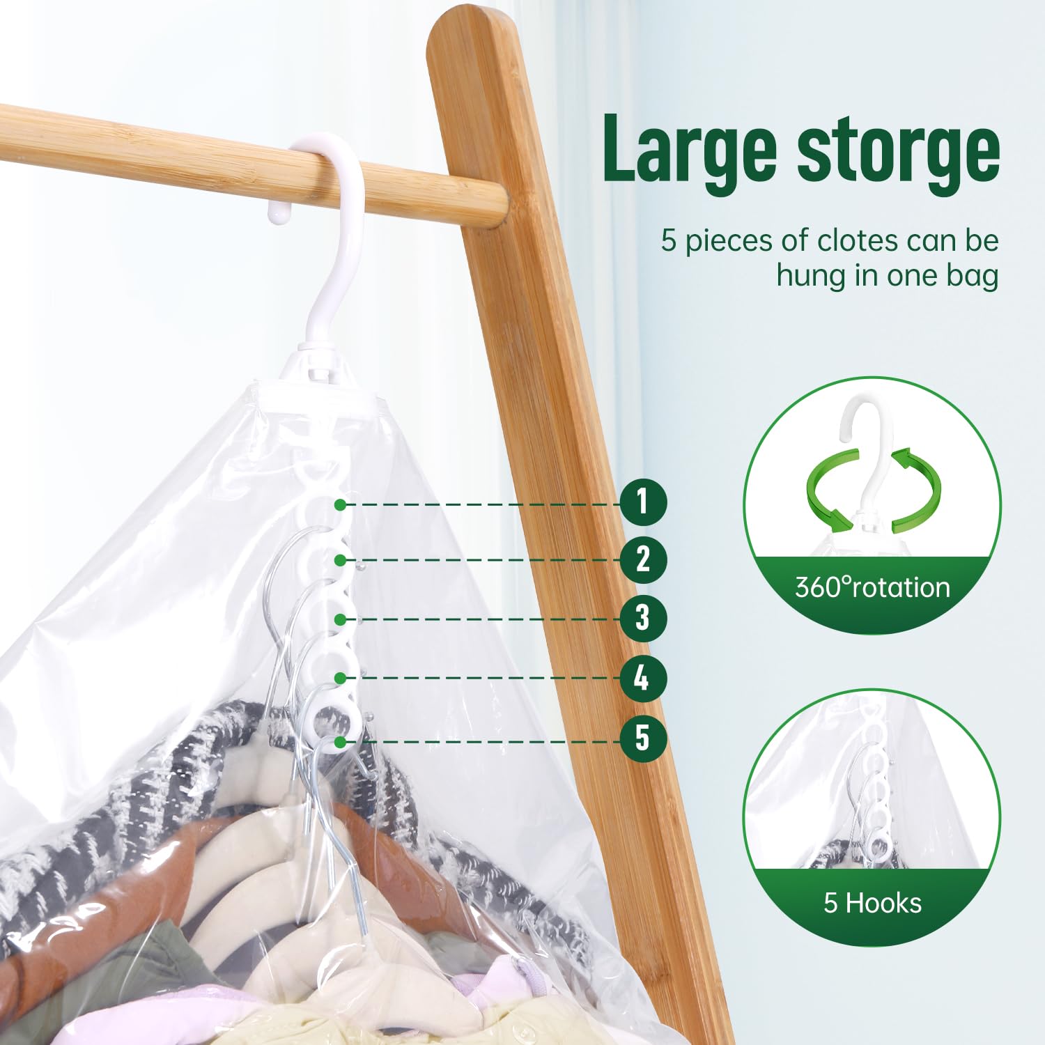 Hanging Vacuum Storage Bags For Clothes With Hand Pump (4 Count)