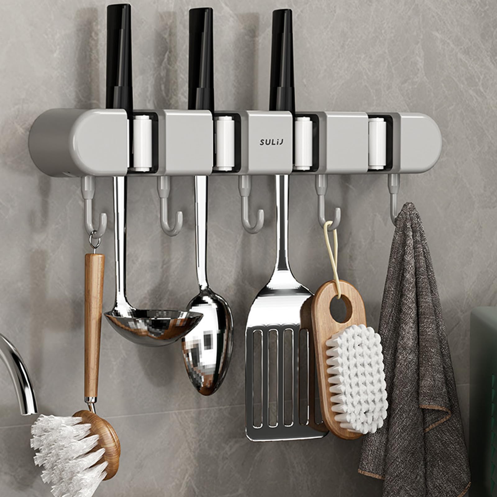 Wall Mount Broom Grippers Mop And Holder Adhesive No Drilling And Dustpan Hanger For Home Garden And Holder Racks Anti