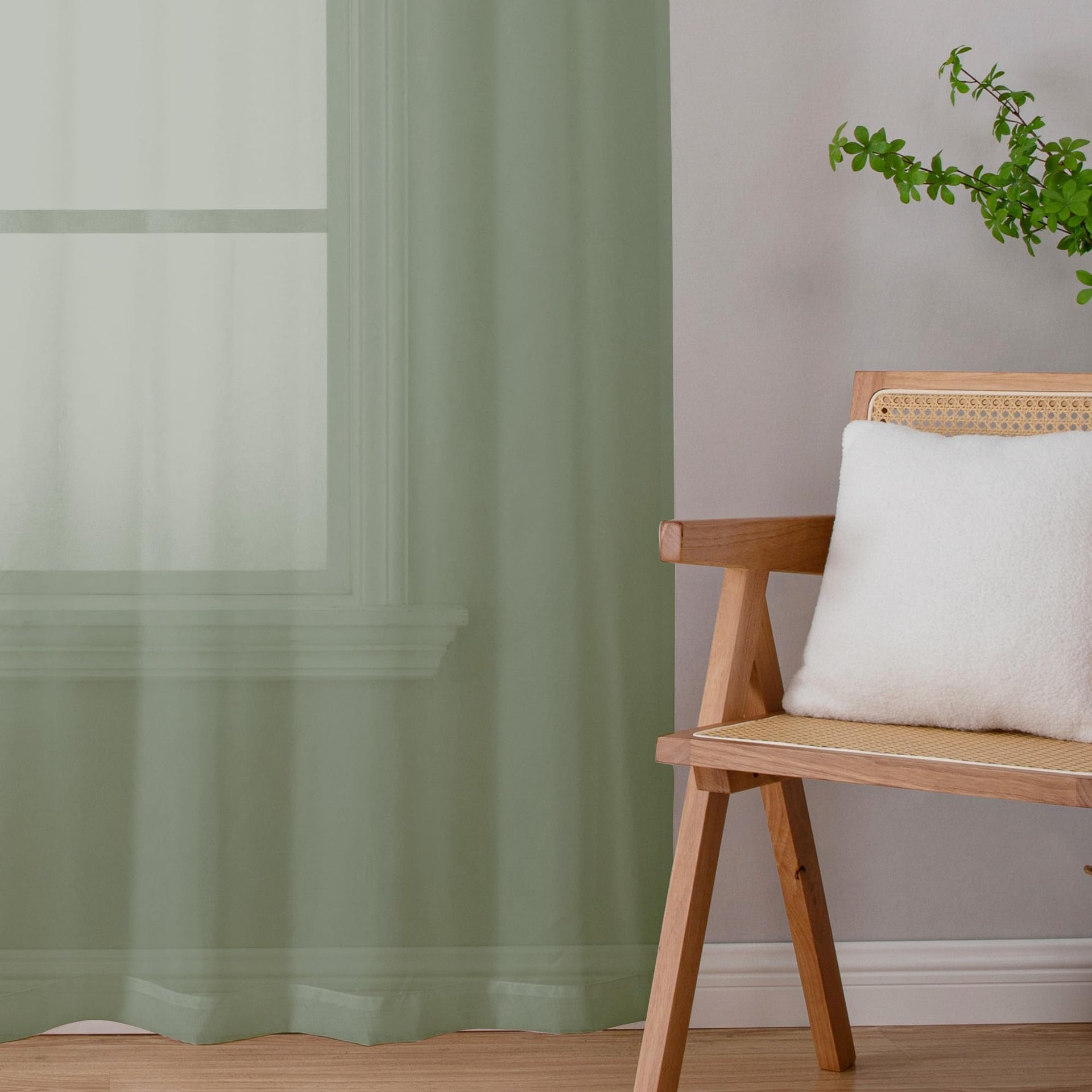 Sheer Sage Green Curtains 90 inches Long 2 Panels (2 Count)