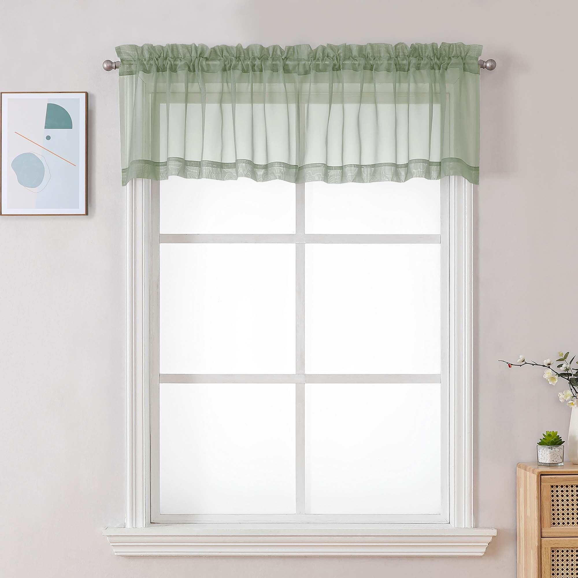 Sage Green Sheer Valances for Windows (2 Count)