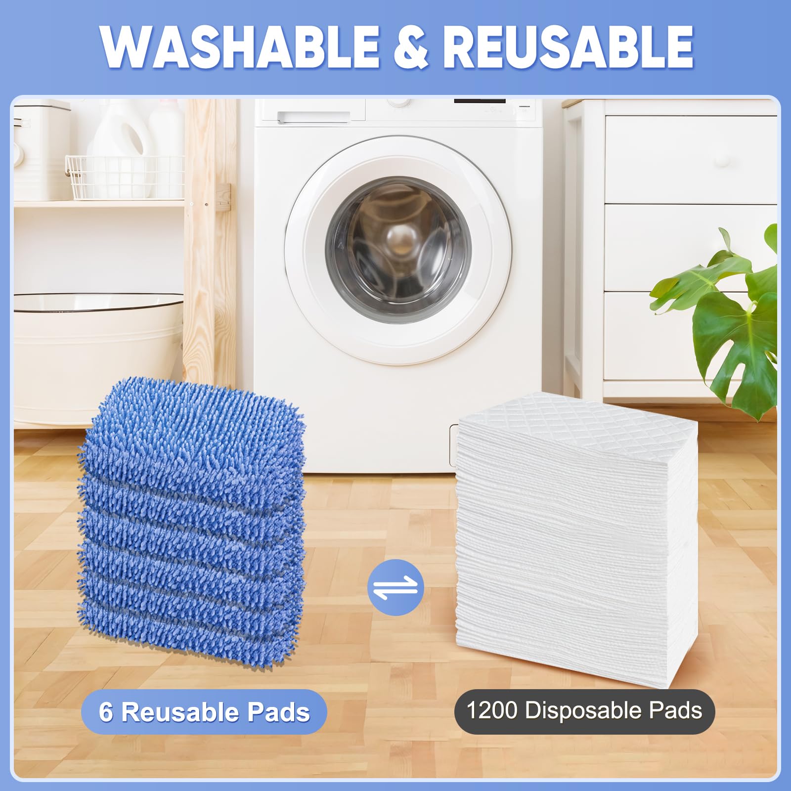 6 Pack Reusable Mop Pads Compatible with Swiffer Sweeper (6 Count)