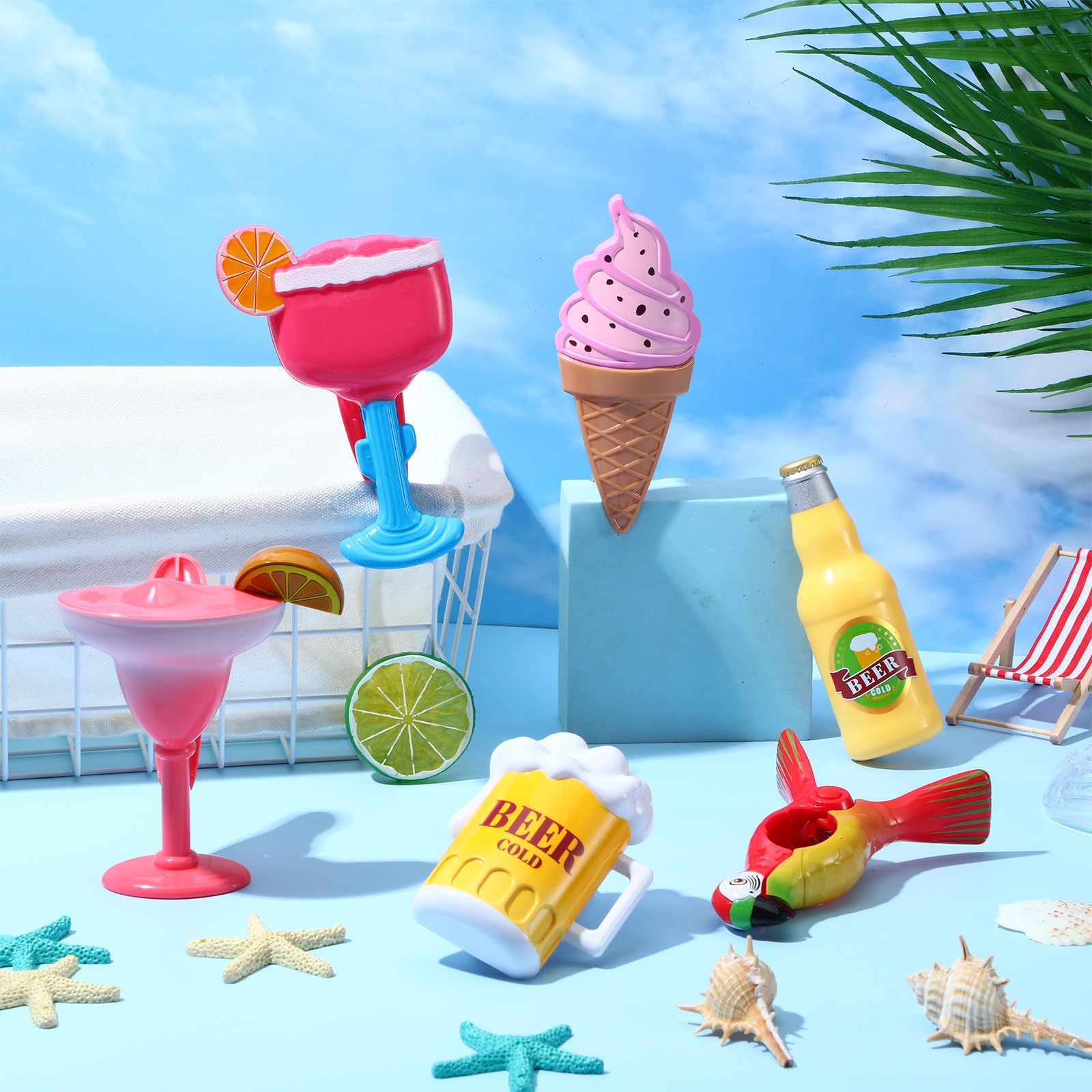 12 Pcs Beach Towel Clips Beach Chairs Clips Plastic Swimming Pool Towel Holders Jumbo Size Funny Clothespins for Patio Holiday Pool Blanket Decoration (12 Count)