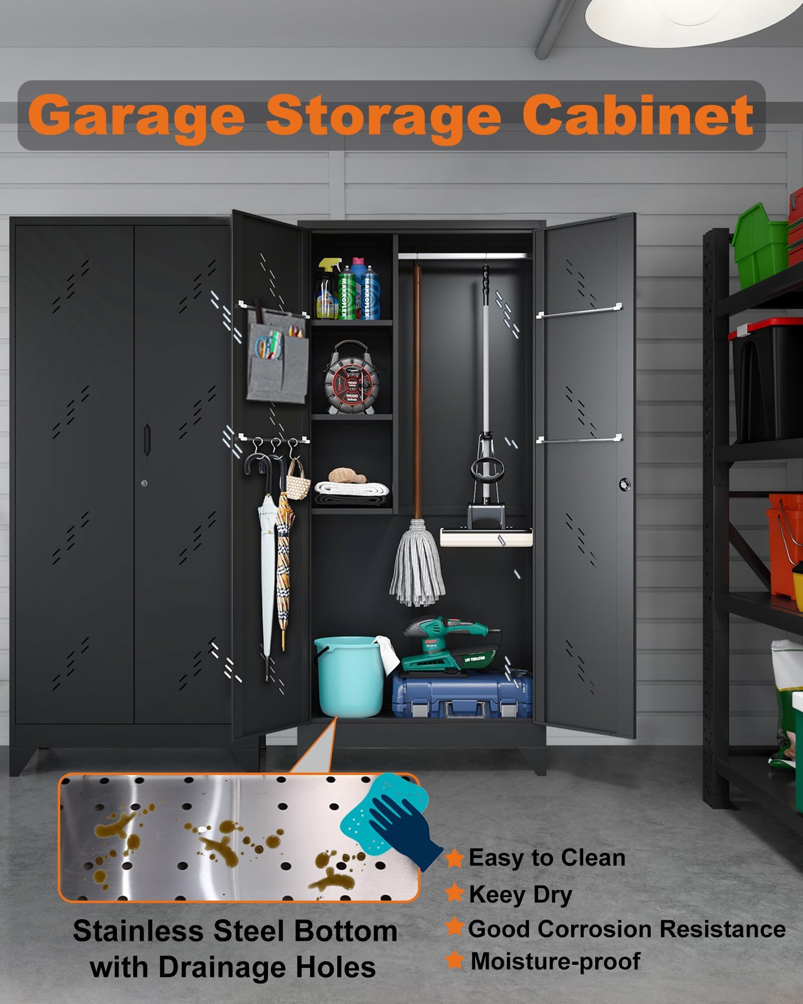 Metal Storage Cabinet with Locking Doors