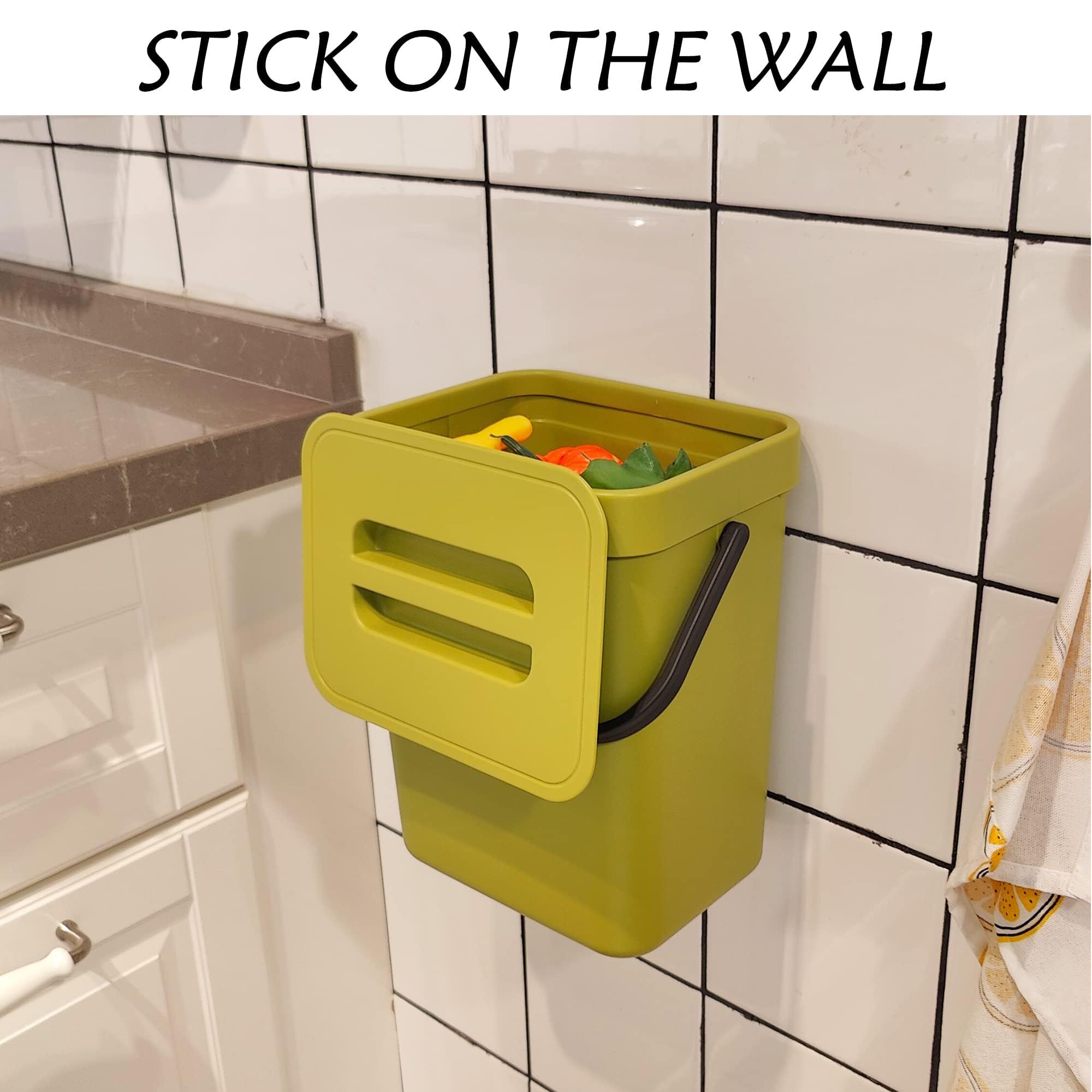 Small Cabinet Door Trash Can with Lid