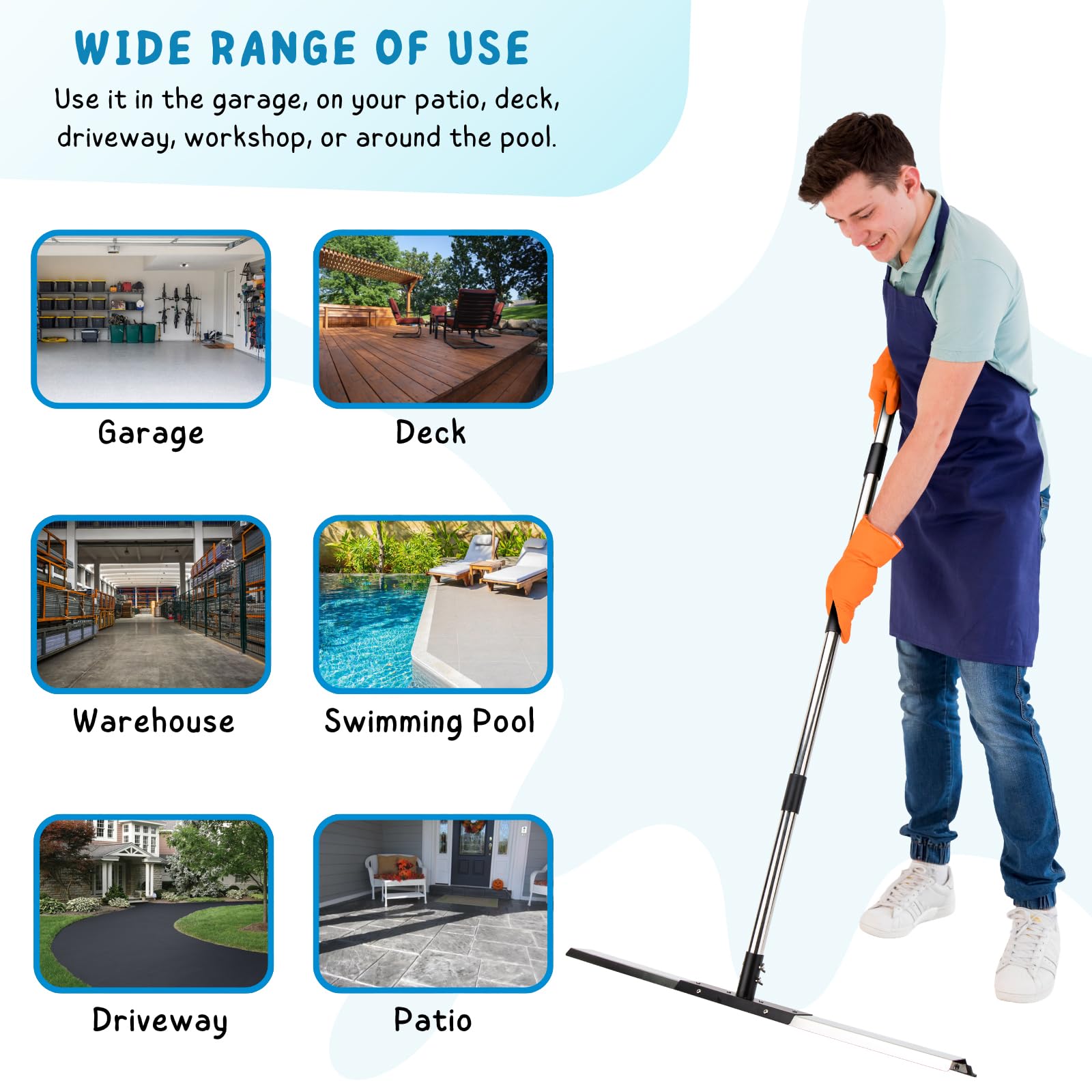 Floor Squeegee for Concrete Water Removal