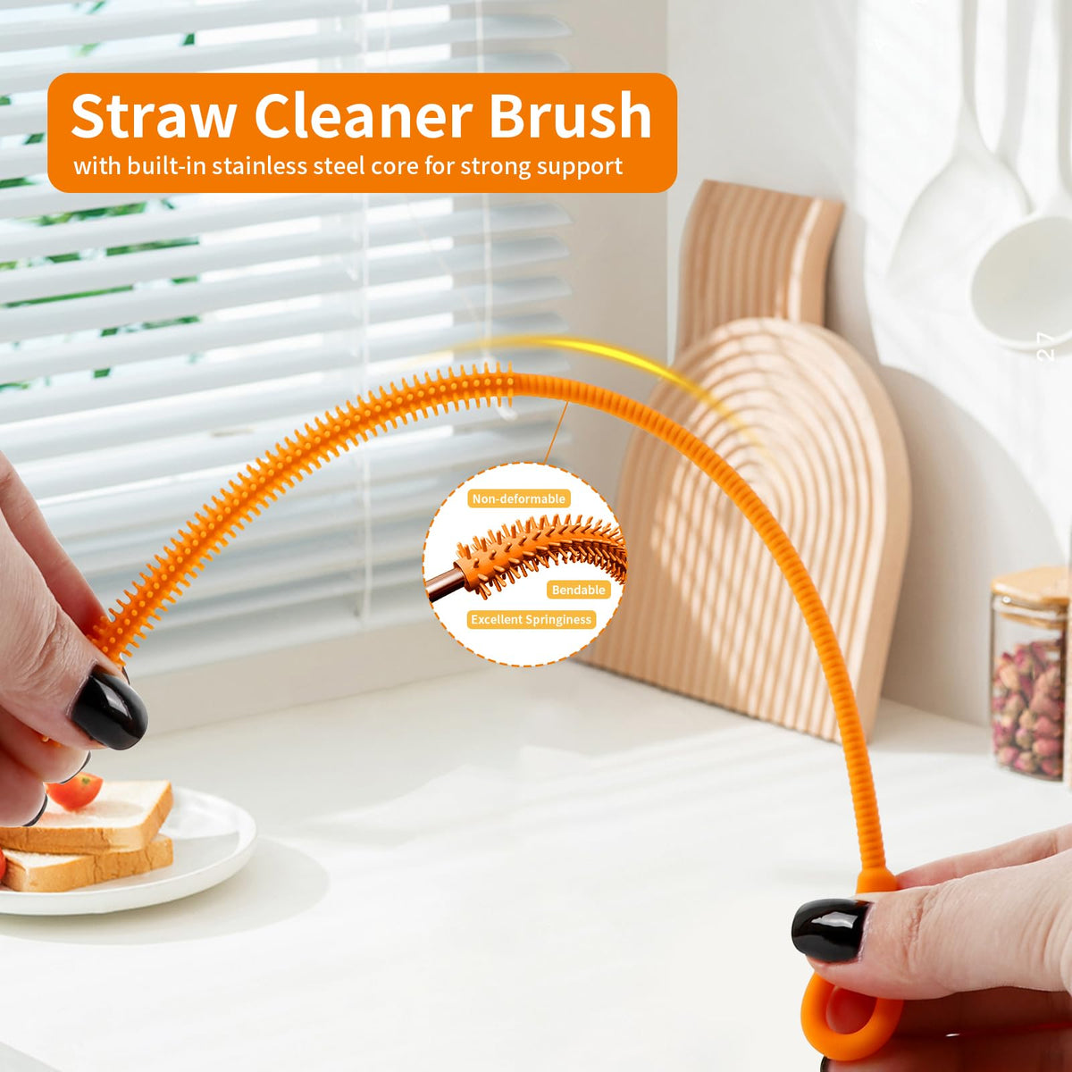 2Pcs Silicone Straw Cleaner Brush (2 Count)