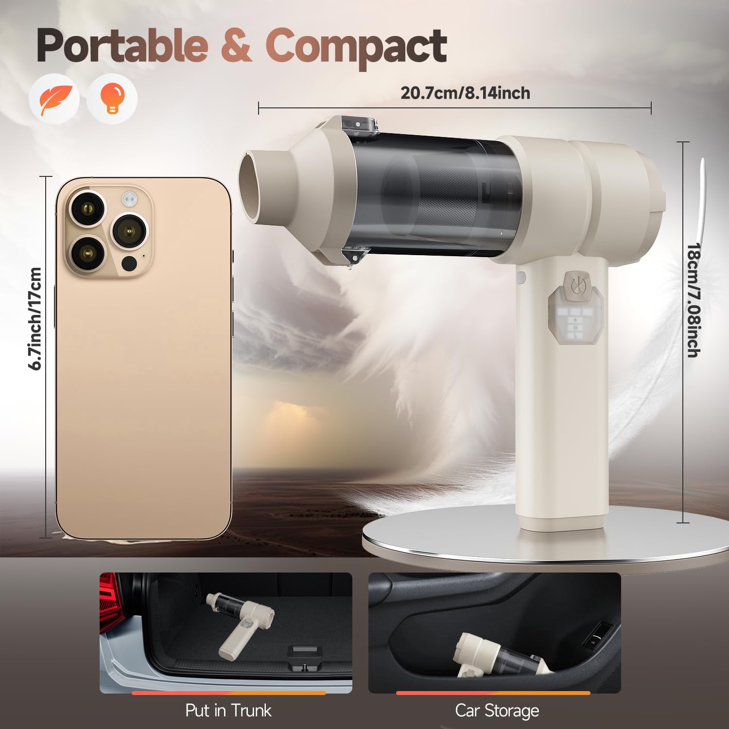 Car Vacuum Handheld Car Vacuum Cleaner Cordless with Brushless Motor