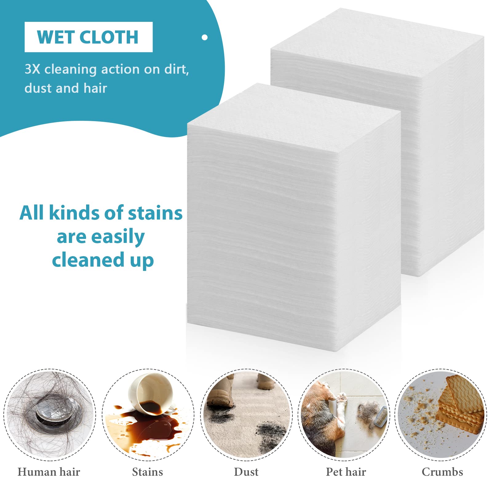 Wet Mop Pads Refills for Floor Cleaning Sweeper Wet Refills Disposable moist Mopping Cloth Wipes for Wood Hardwood Tile (160 Count) - ModHome Supplies