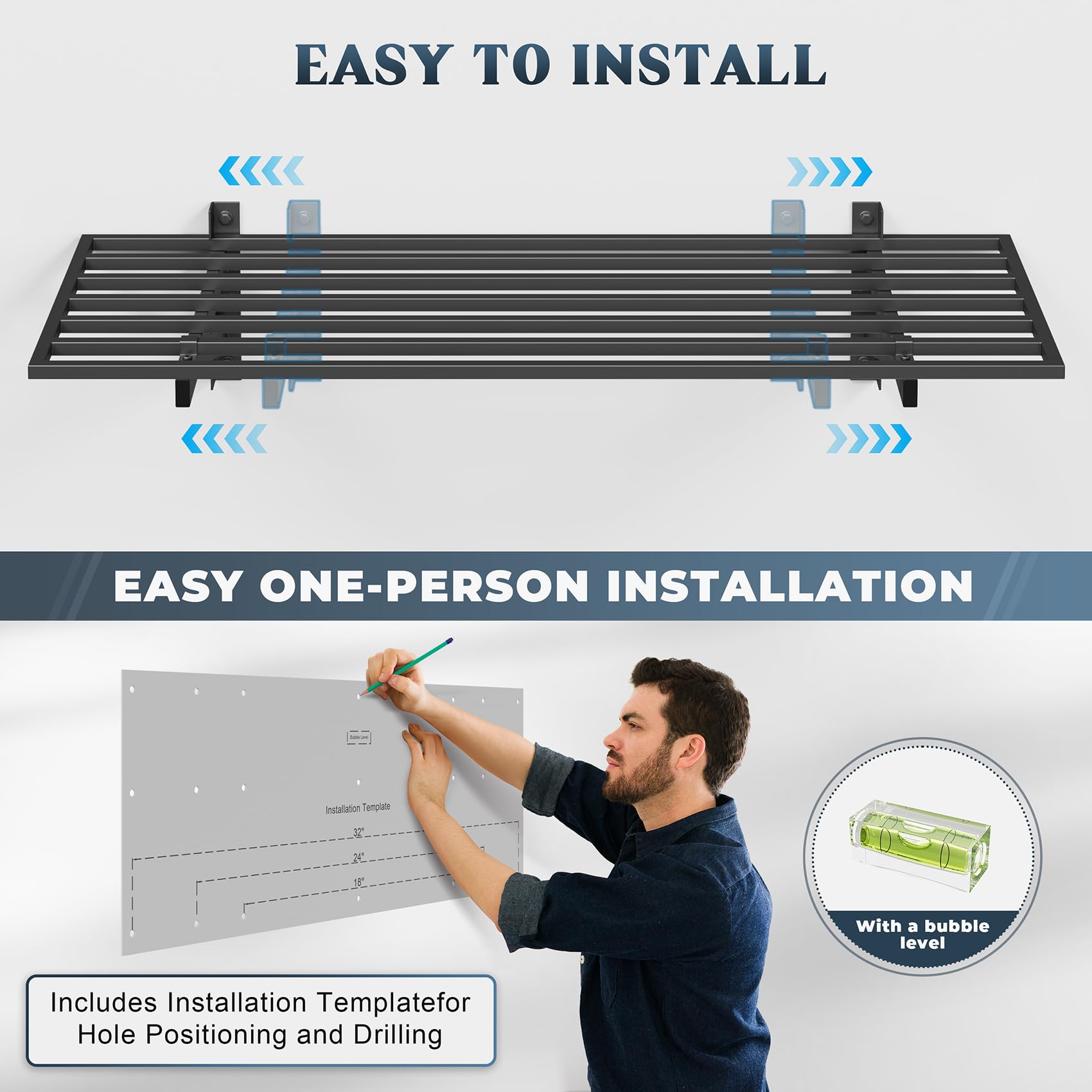 4 Pack Garage Shelving Wall Mounted with 16 Hooks (4 Count)