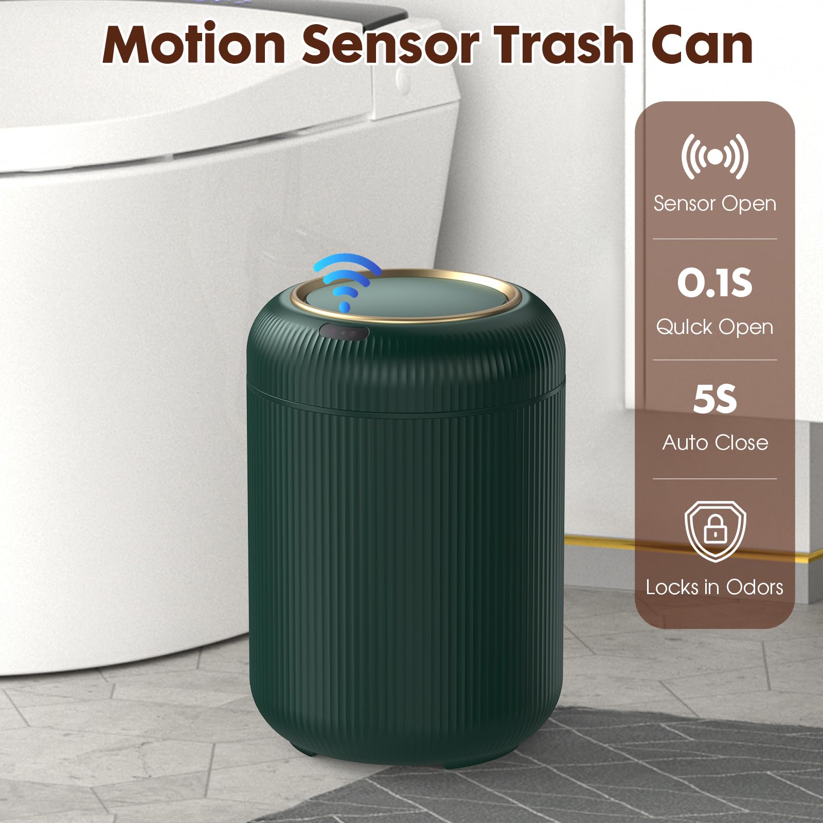 Touchless Sensor Trash Can Bathroom