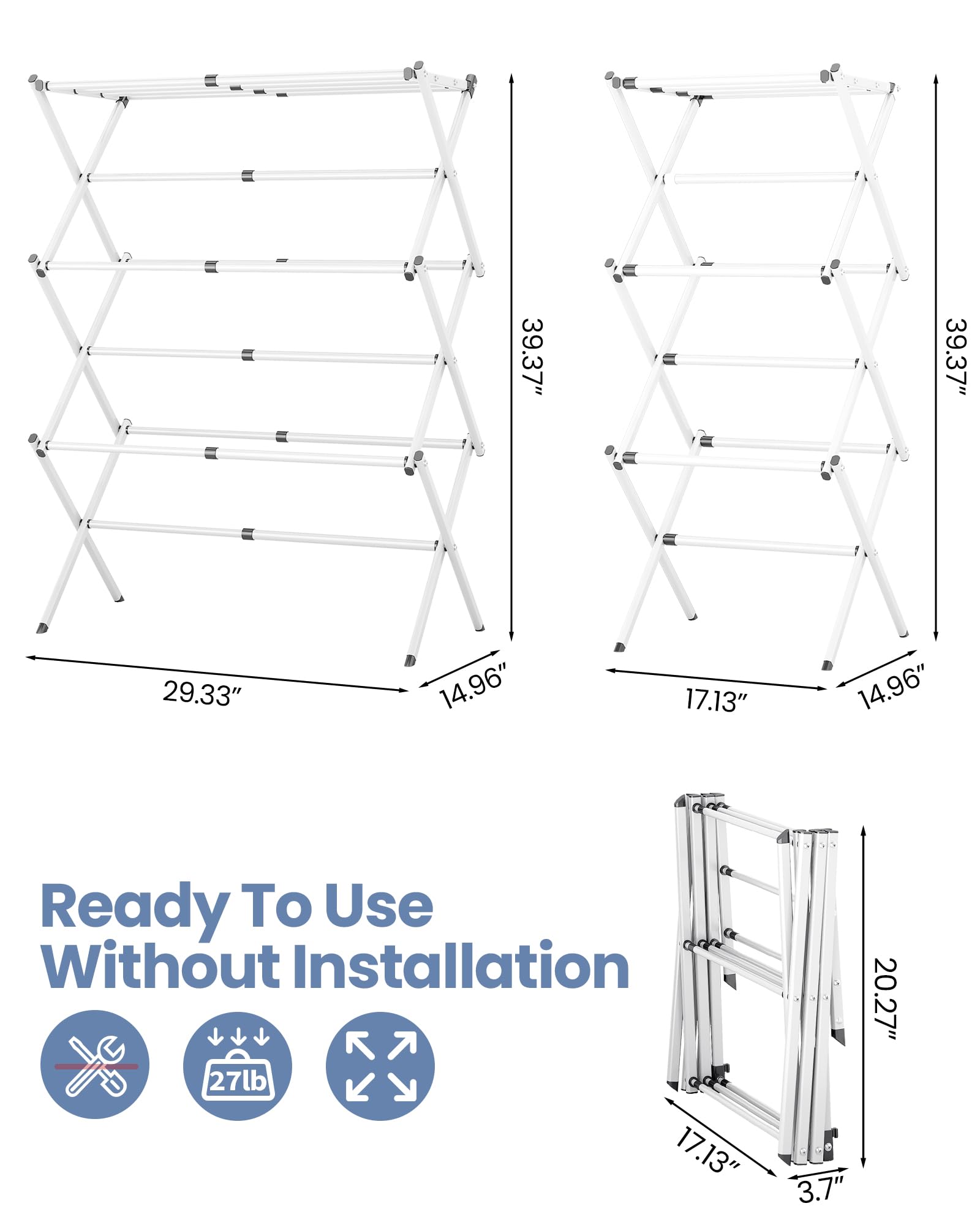 Oversize 3 Tier Clothes Drying Rack