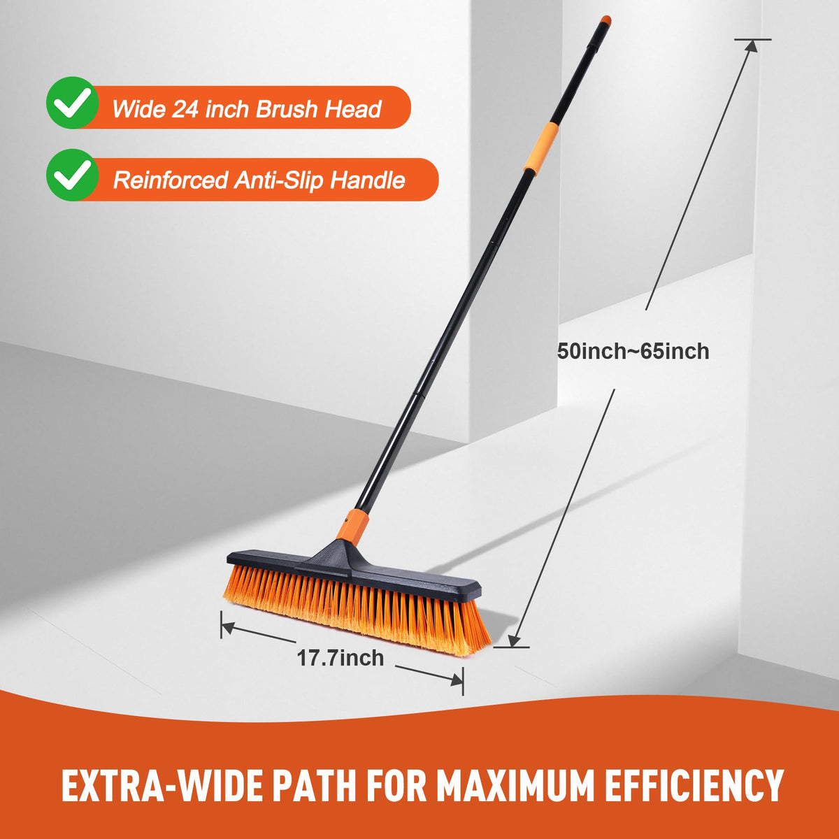 18" Push Broom Outdoor Heavy Duty for Garages
