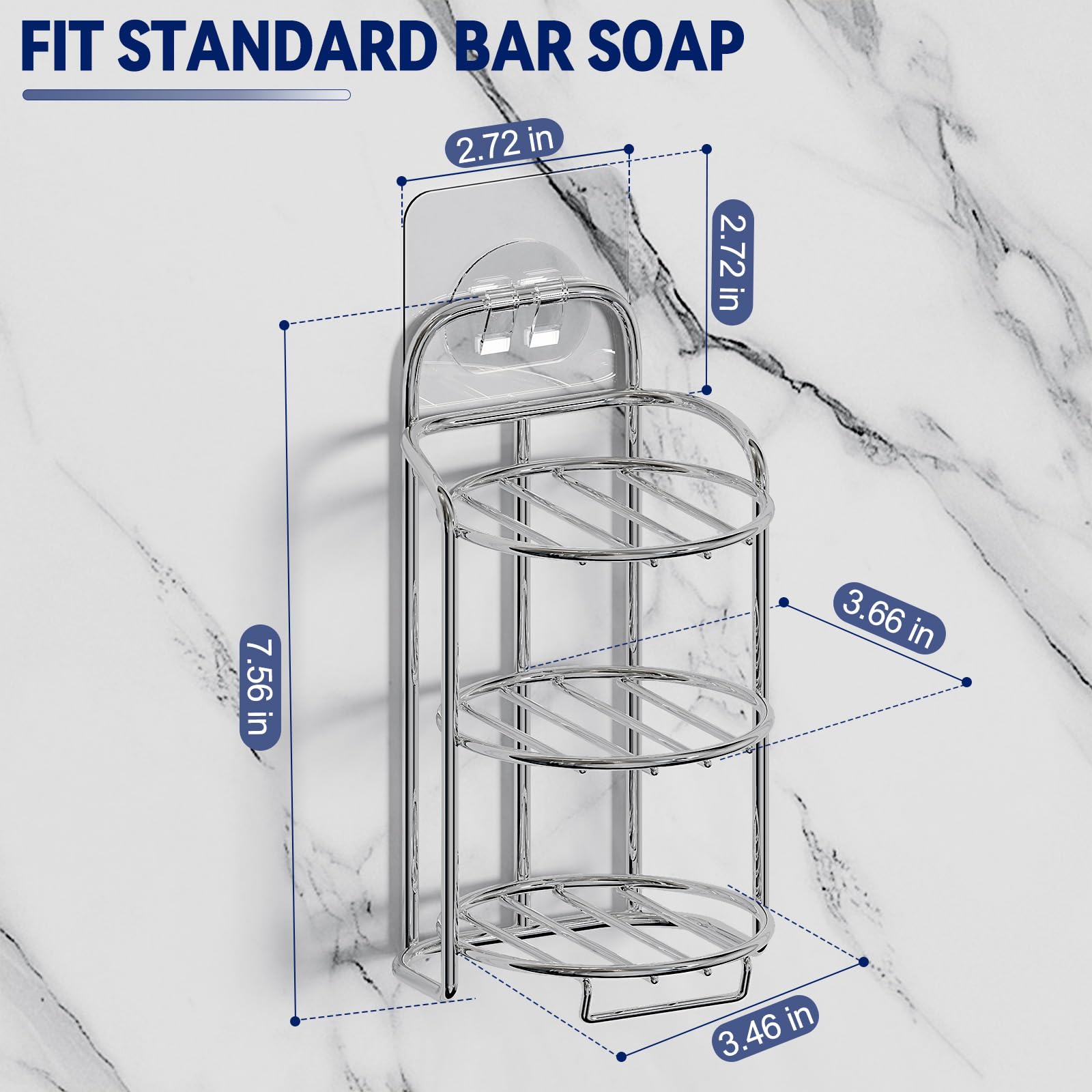 Silver 3 Tier Shower Soap Shampoo Bar Holder (3 Count)