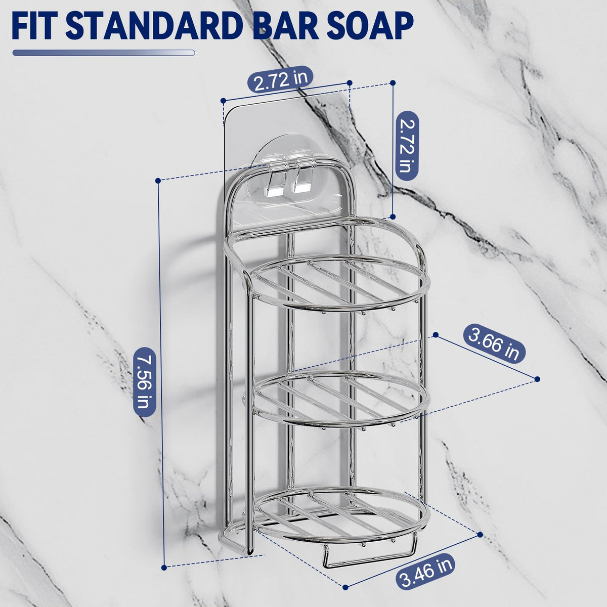 Silver 3 Tier Shower Soap Shampoo Bar Holder (3 Count)