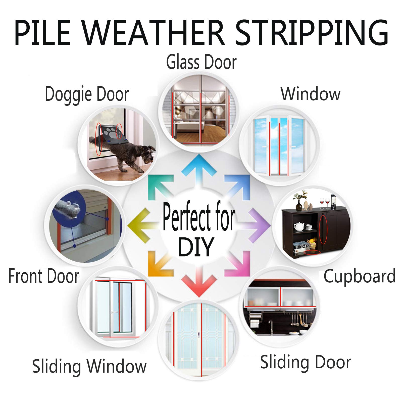 Door Sealers for Door Frame Felt Pile Weatherstripping for Sliding Window