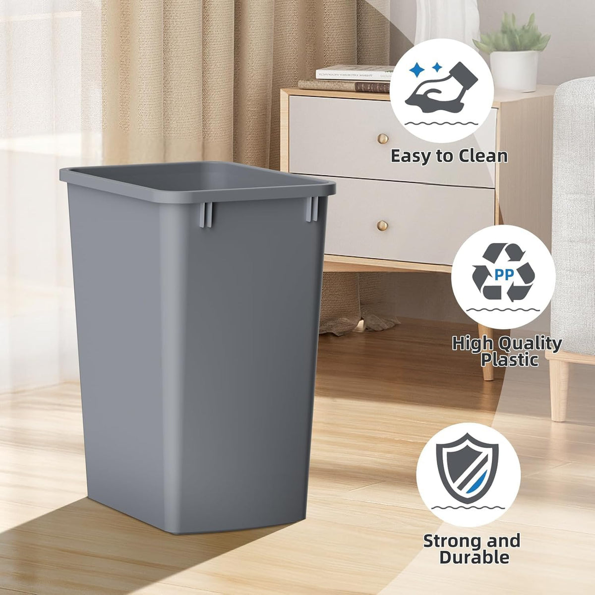 35 Quart Plastic Trash Can (2 Count)