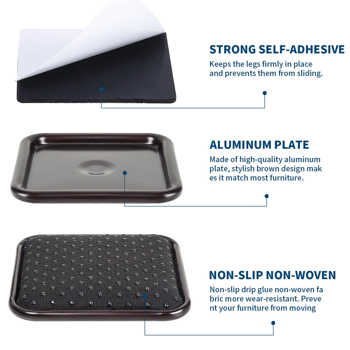 2.5" Square Non Slip Furniture Pads to Prevent Floor Scratches (16 Count)