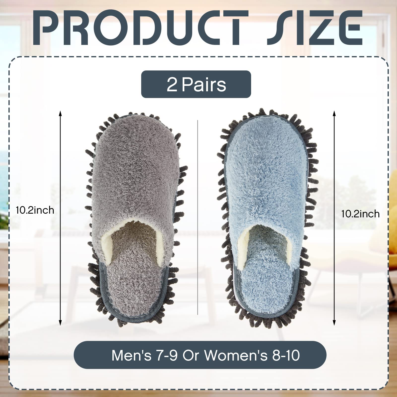 2 Pair Microfiber Slippers Floor Cleaning Mop