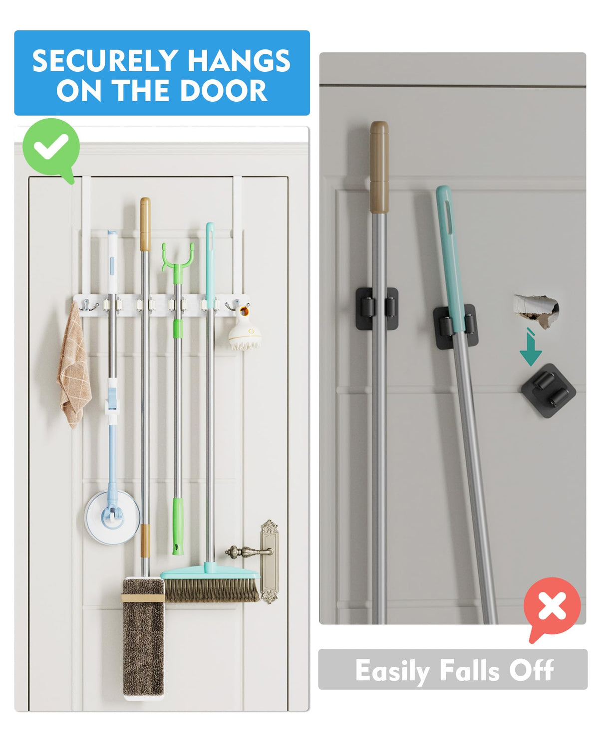 Over the Door Broom and Mop Holder