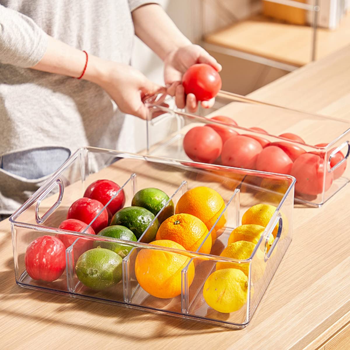 Set of 3 Stackable Refrigerator Organizer Bins Pull (3 Count)