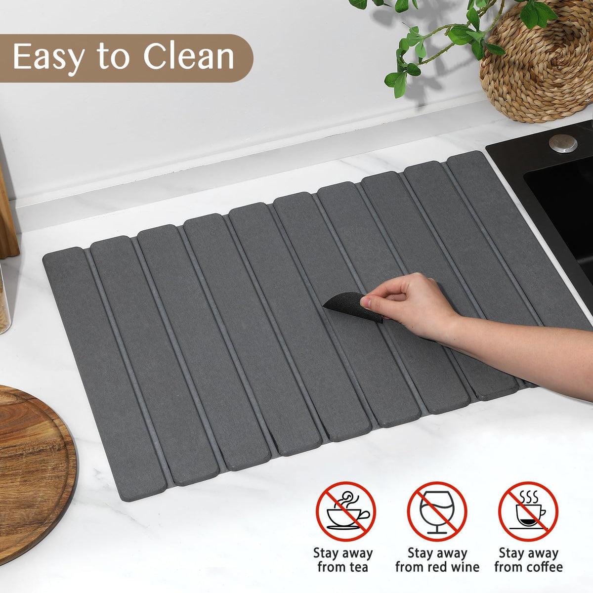 Large Stone Dish Drying Mat for Kitchen Counter (2 Count)