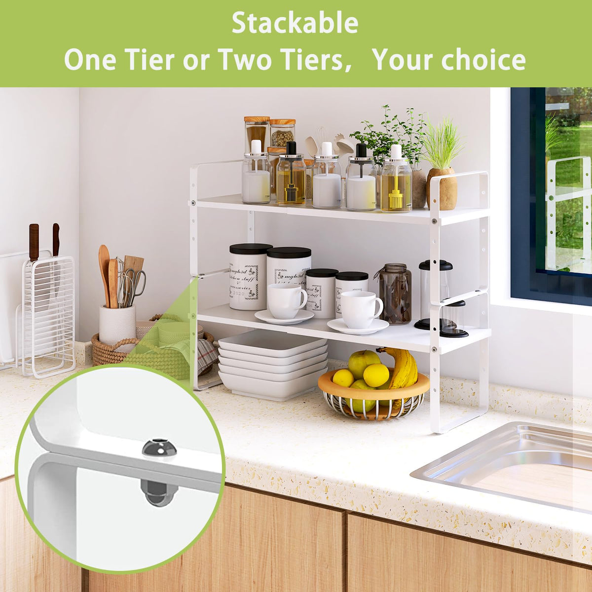 Expandable Cabinet Shelf Organizer Rack