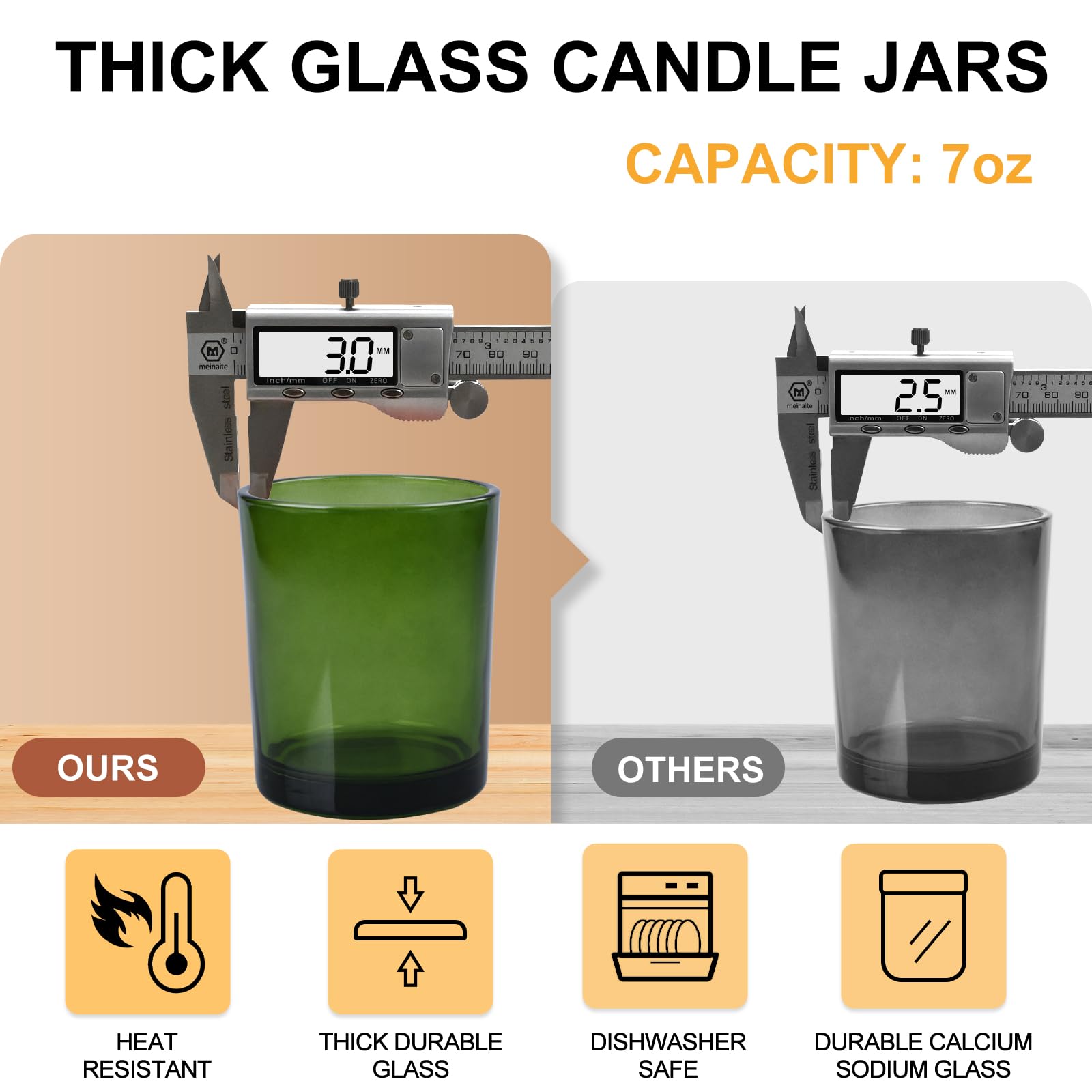 Thick Candle Jars for Making Candles 12 Pcs (12 Count)