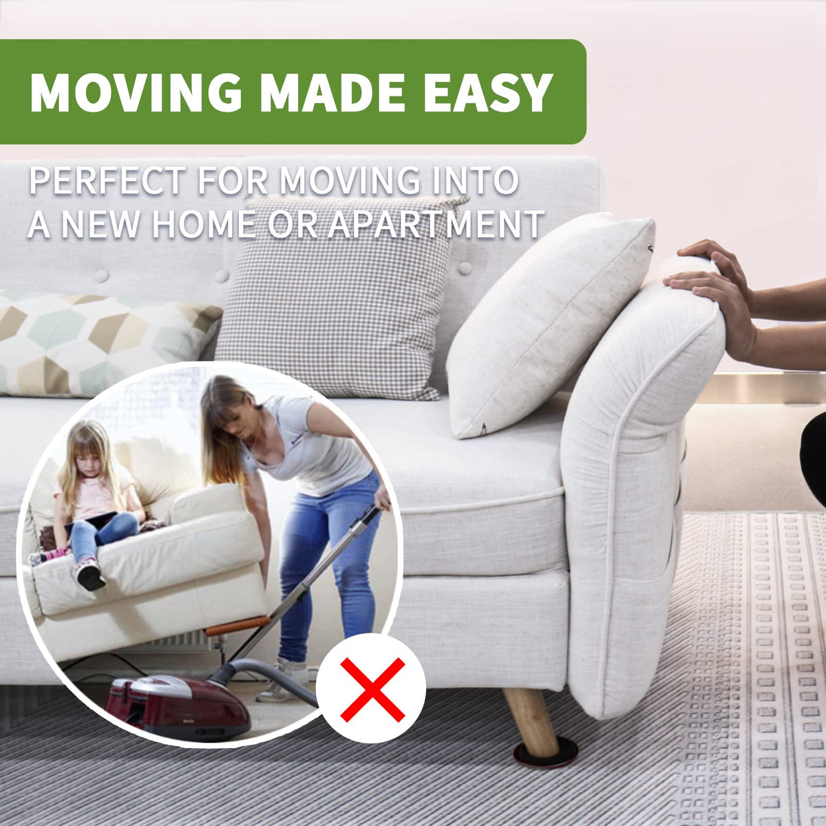 Furniture Sliders for Carpet 8 PCS (8 Count)