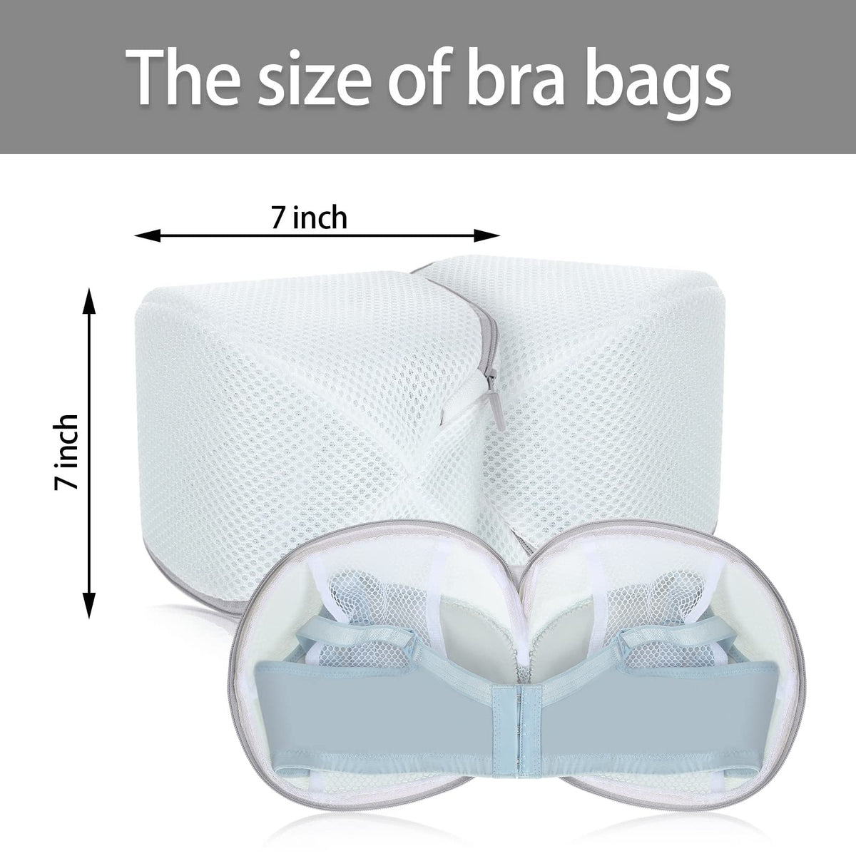 6 Pcs Bra Washing Bag for Laundry Storage Women 7.87 Inch Gray