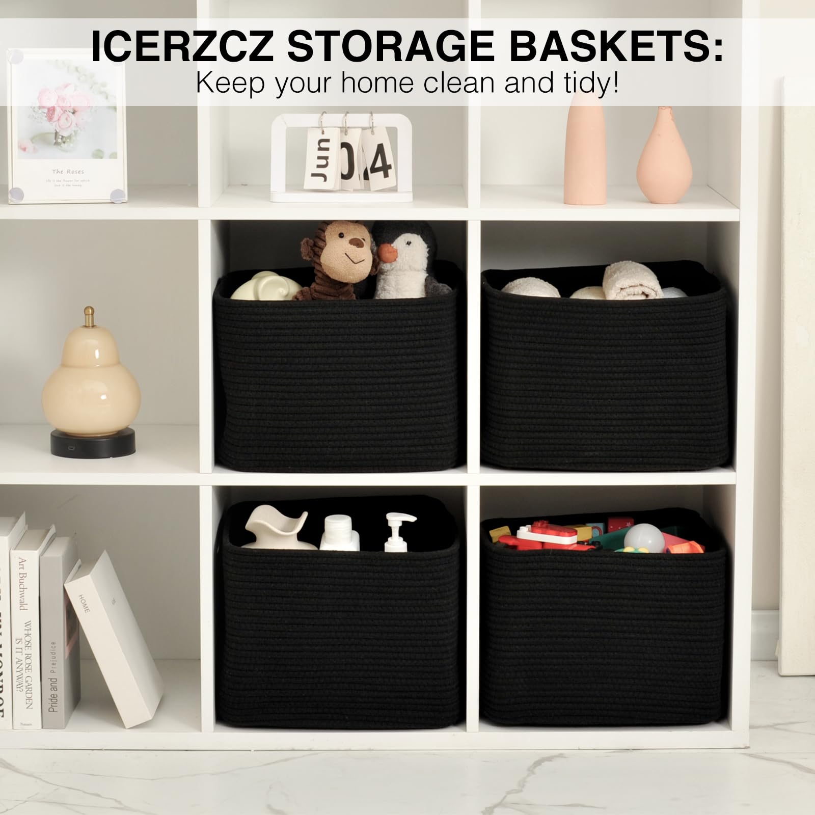 Storage Baskets for Organizing & Shelves (4 Count)