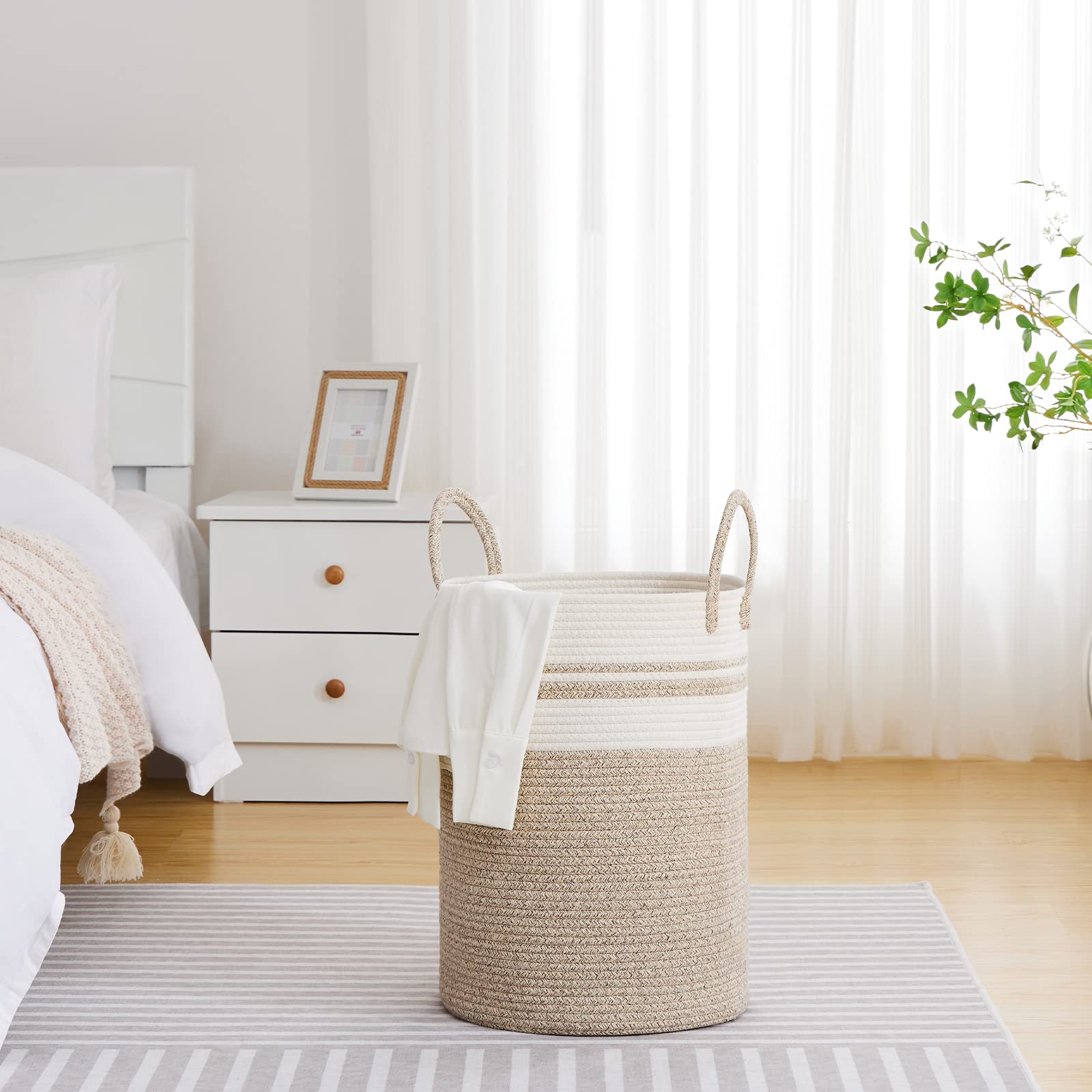 58L Tall Woven Laundry Basket Hamper