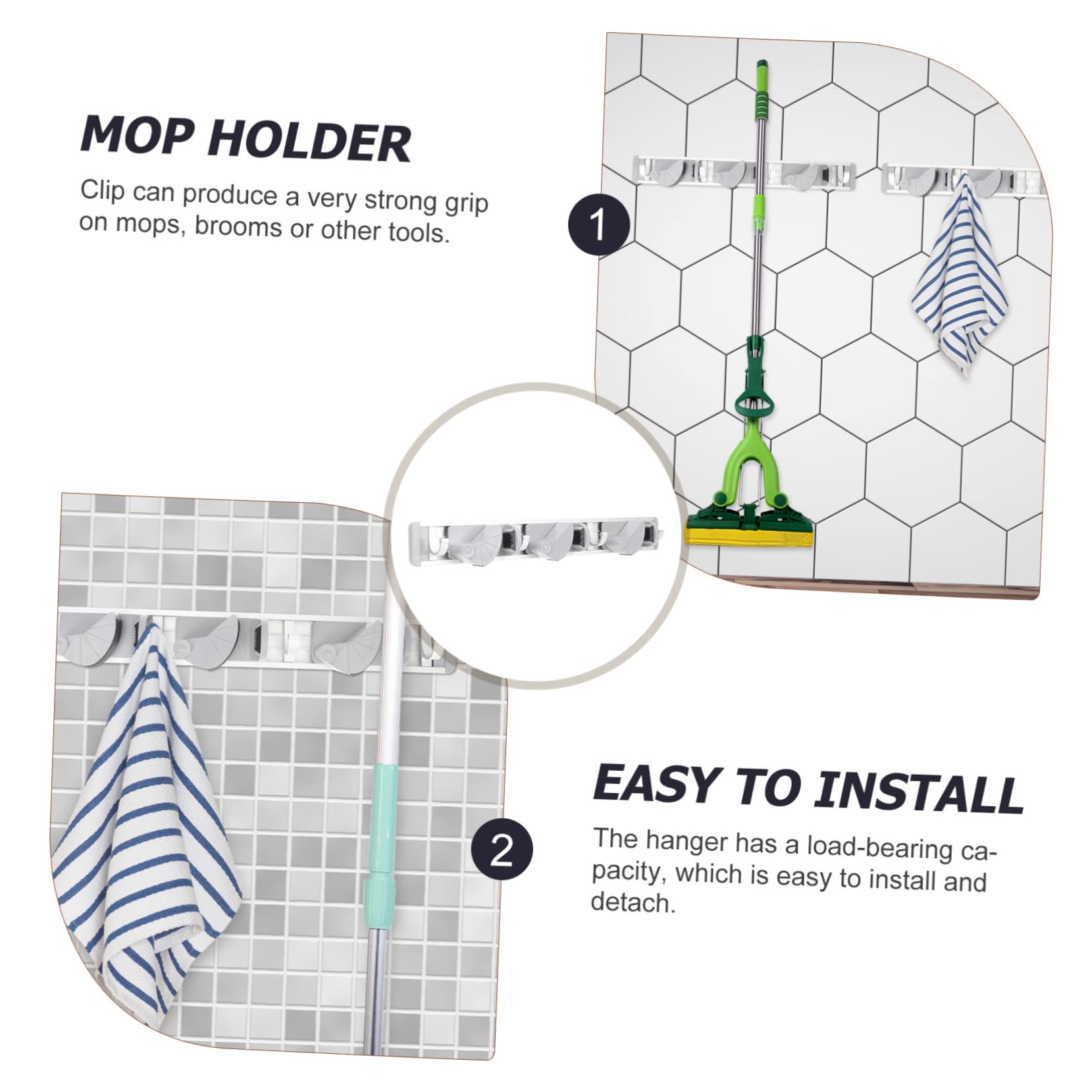 Aluminum Mop Hook Broom Organizer Wall Mount Broom Gripper for Garden Kitchen