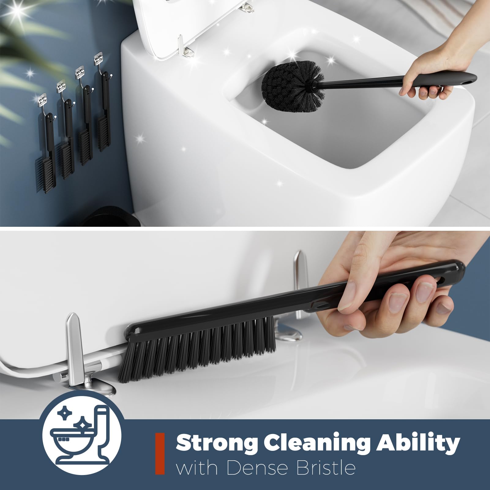 Toilet Brush and Holder Set (4 Count)