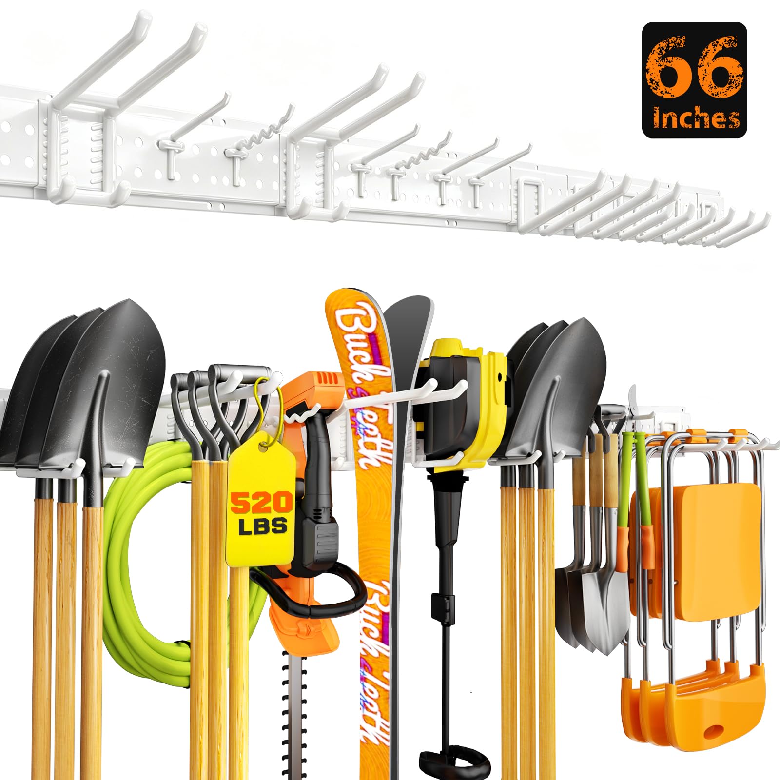 Garage Tool Organizer Wall Mount 66 inches with 13 Adjustable Heavy