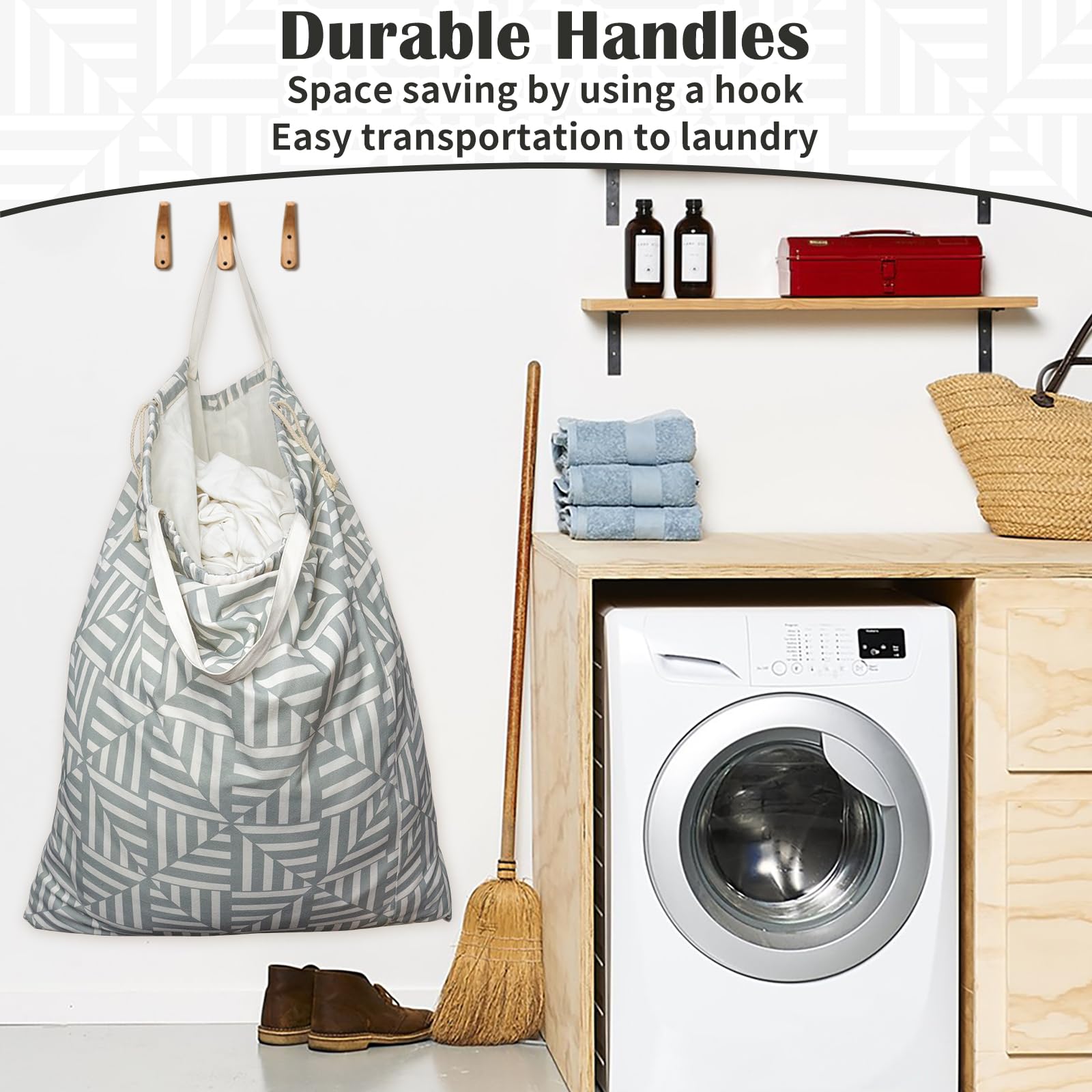 Canvas Laundry Bag with Handles & Drawstring 30"Wx35"H