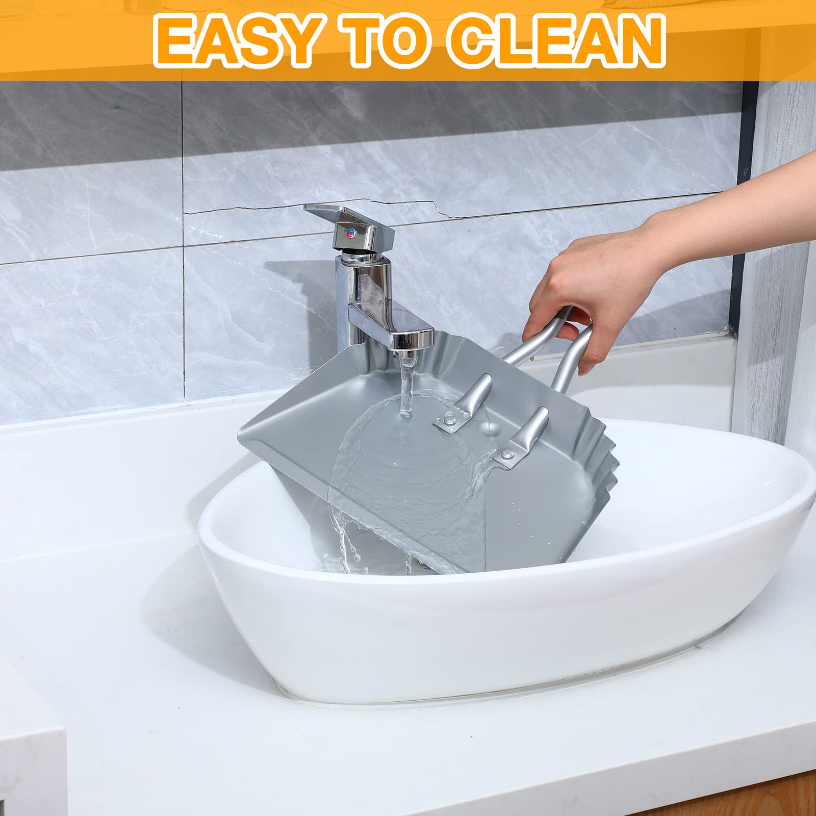 4 Pack 12 inch Heavy Duty Metal Dustpan Large Wide Dust Pans for Household Handheld Wide Scooper and Debris Cleaning Tool Ideal for Home and Commercial Use (4 Count)