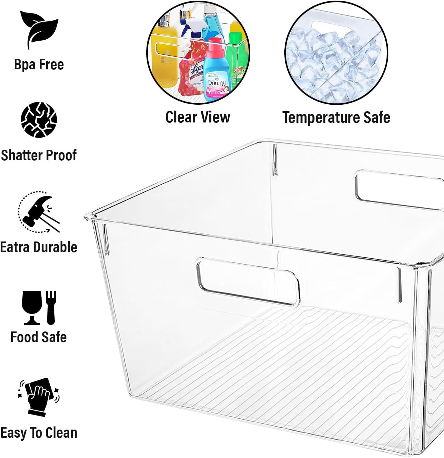 Extra Large Clear Plastic Storage Bins (4 Count)