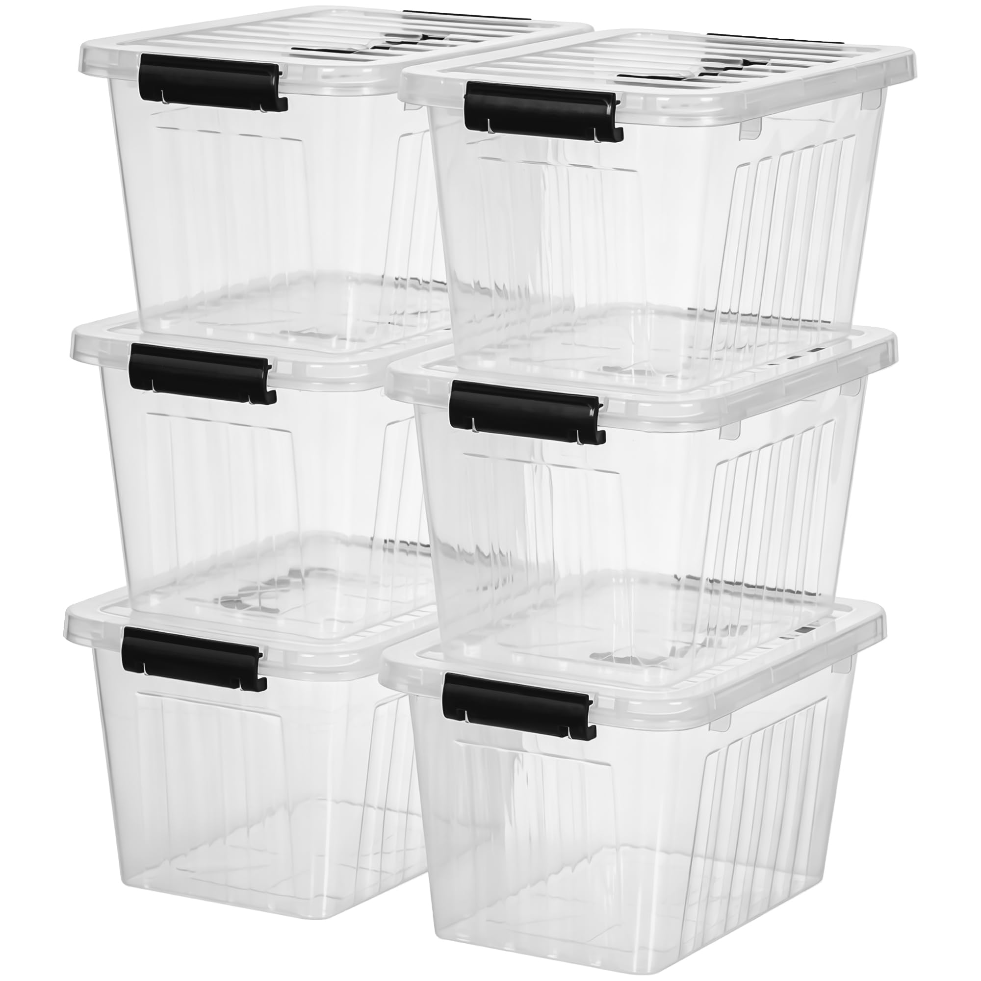 7 Qt Clear Plastic Storage Bins with Lids and Handle Small 6 Pack (6.67 Count)