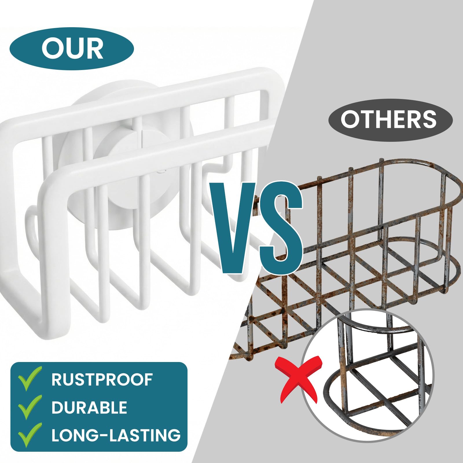 Rustproof Sponge Holder for Kitchen Sink with Suction Cup